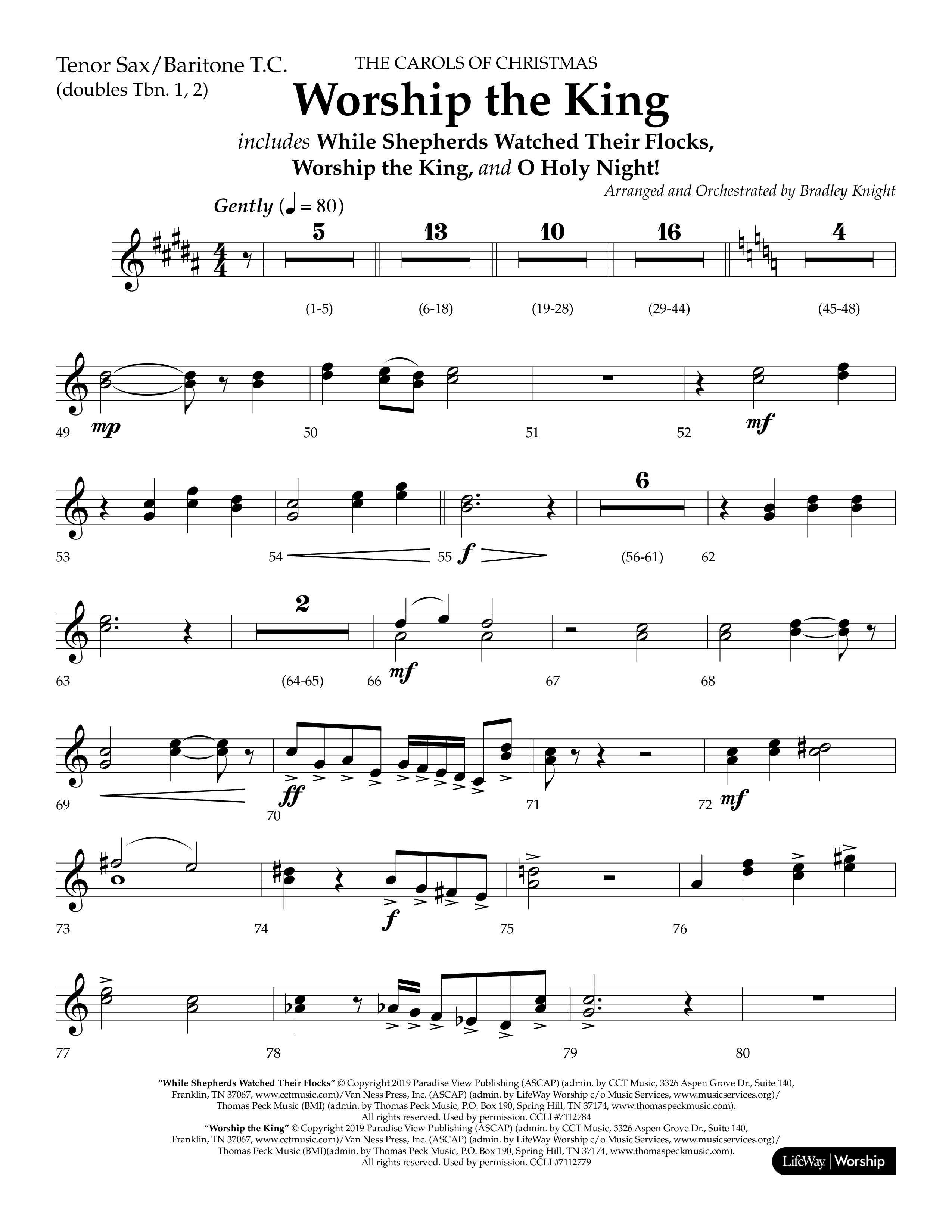 Worship the King (Choral Anthem SATB) Tenor Sax/Baritone T.C. (Lifeway Choral / Arr. Bradley Knight)