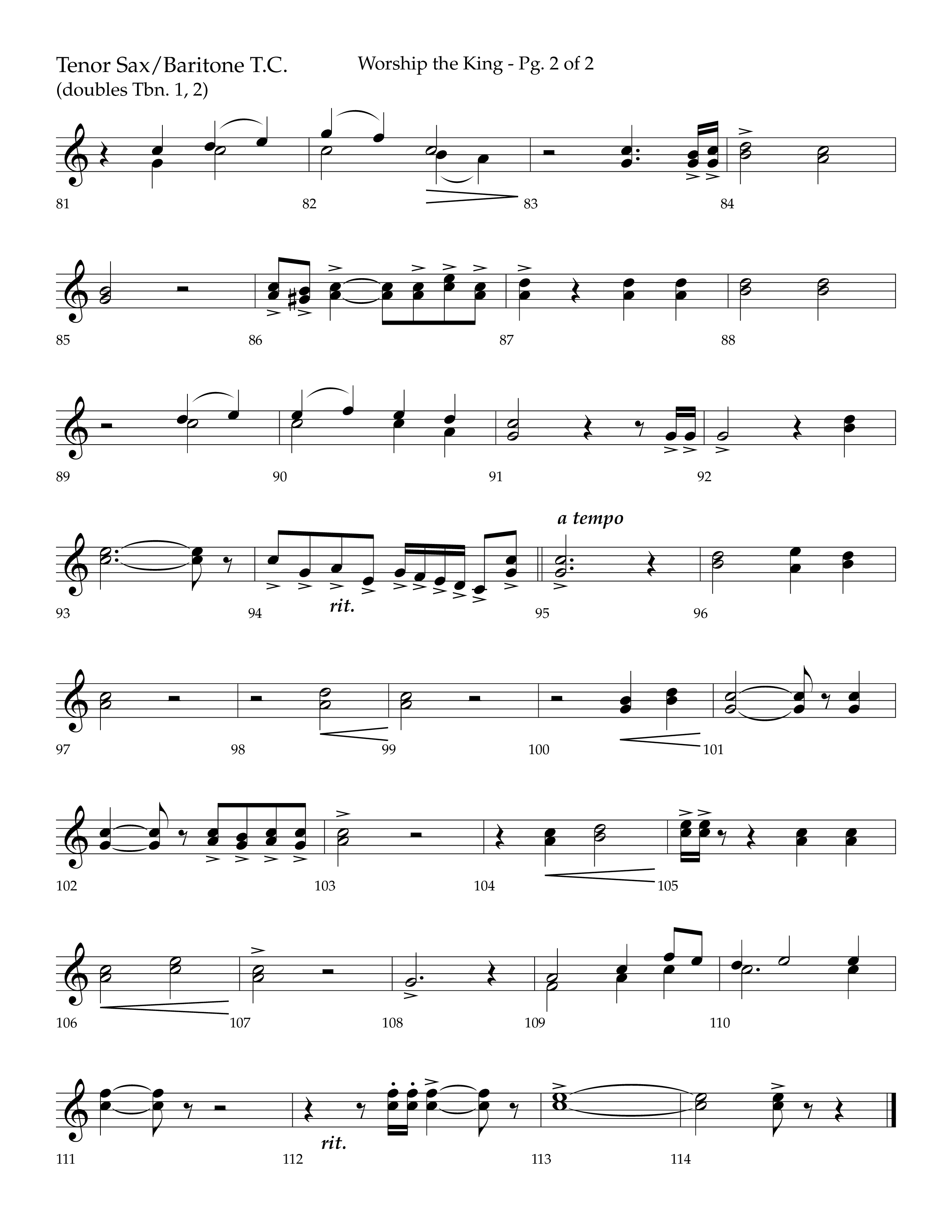 Worship the King (Choral Anthem SATB) Tenor Sax/Baritone T.C. (Lifeway Choral / Arr. Bradley Knight)