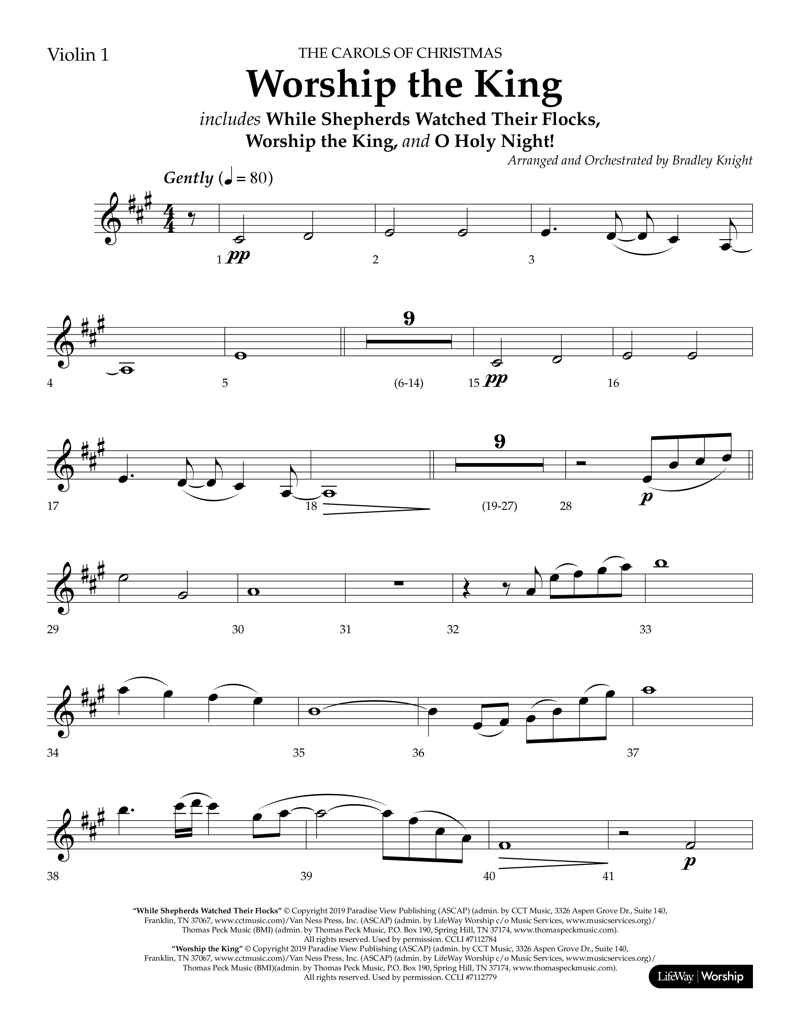 Worship the King (Choral Anthem SATB) Violin 1 (Lifeway Choral / Arr. Bradley Knight)
