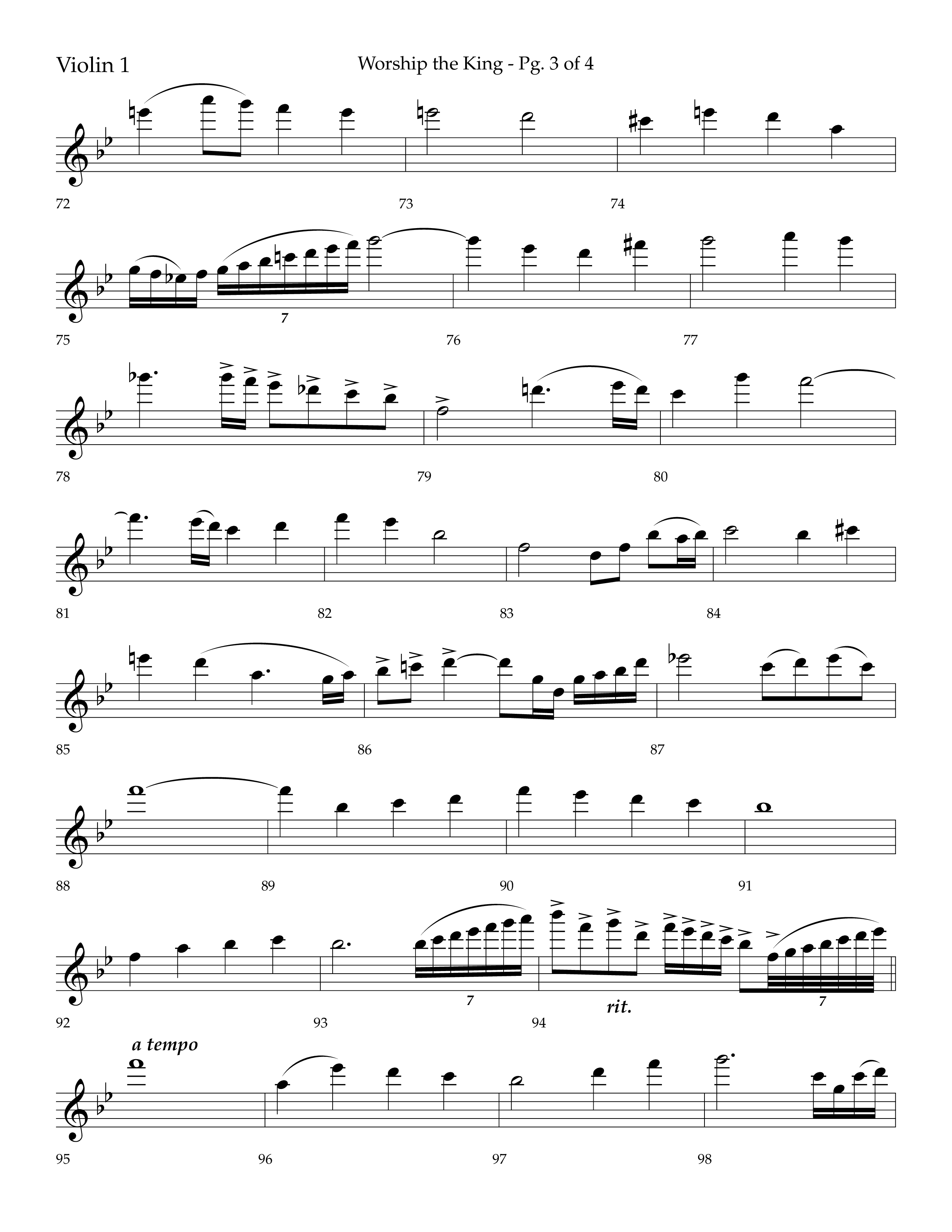 Worship the King (Choral Anthem SATB) Violin 1 (Lifeway Choral / Arr. Bradley Knight)