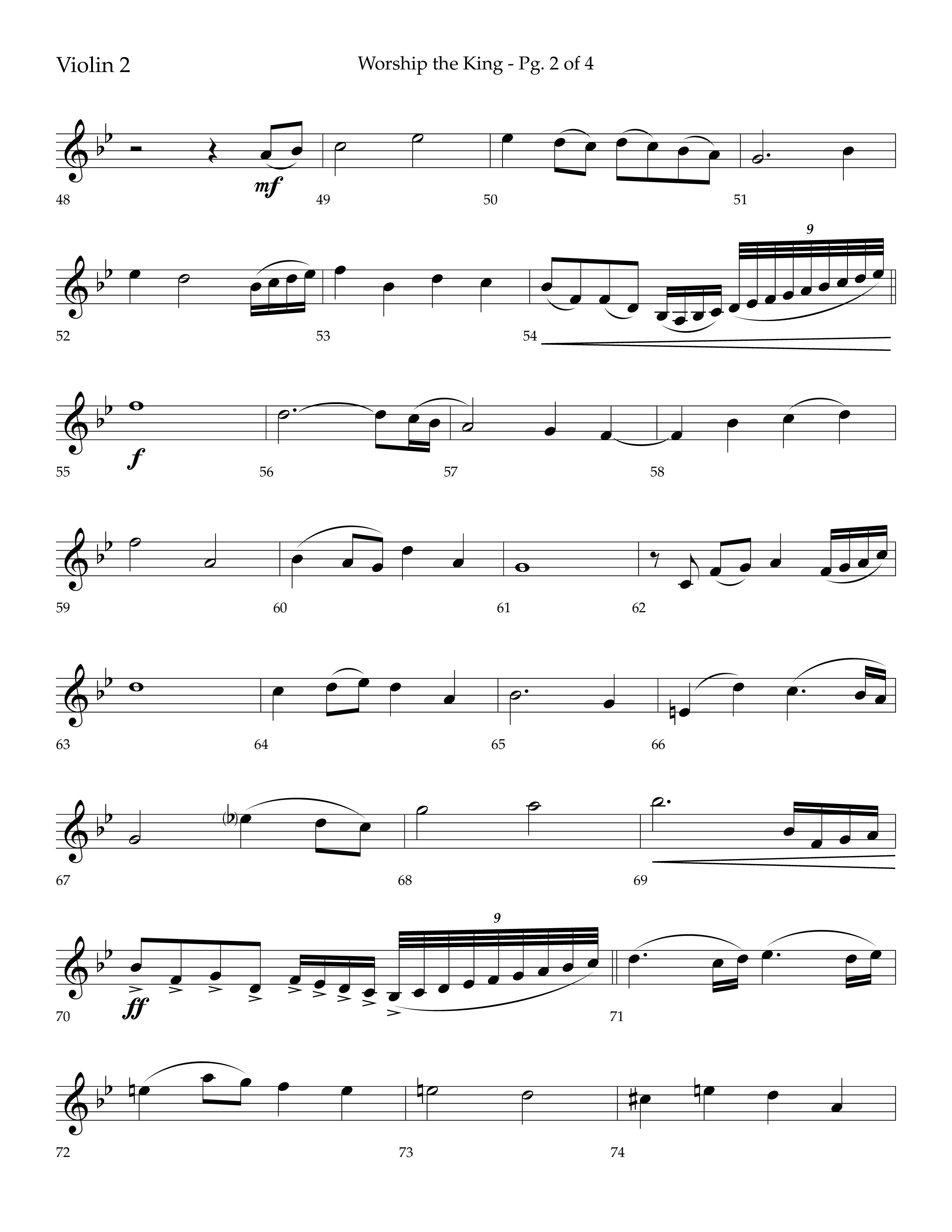 Worship the King (Choral Anthem SATB) Violin 2 (Lifeway Choral / Arr. Bradley Knight)