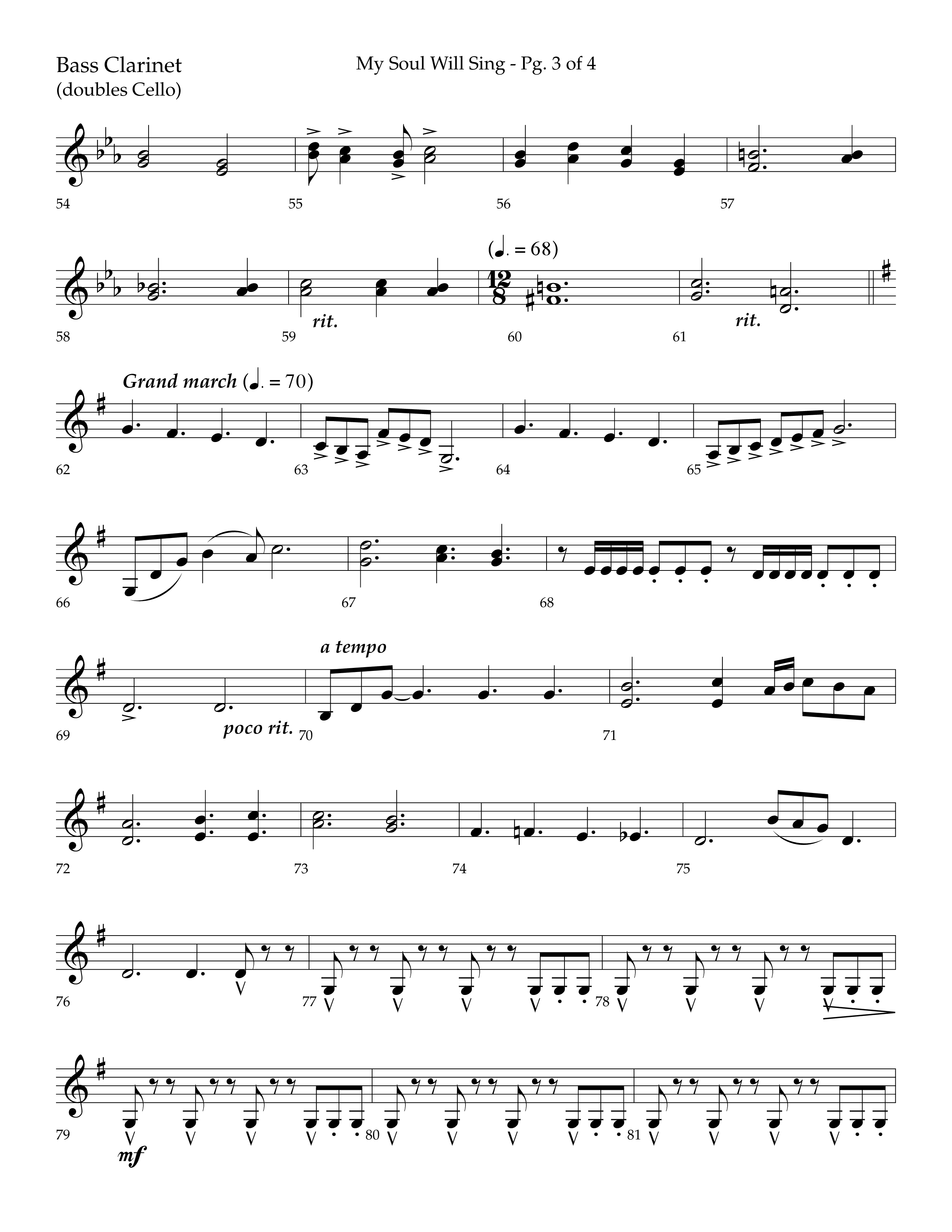 My Soul Will Sing (Choral Anthem SATB) Bass Clarinet (Lifeway Choral / Arr. Bradley Knight)