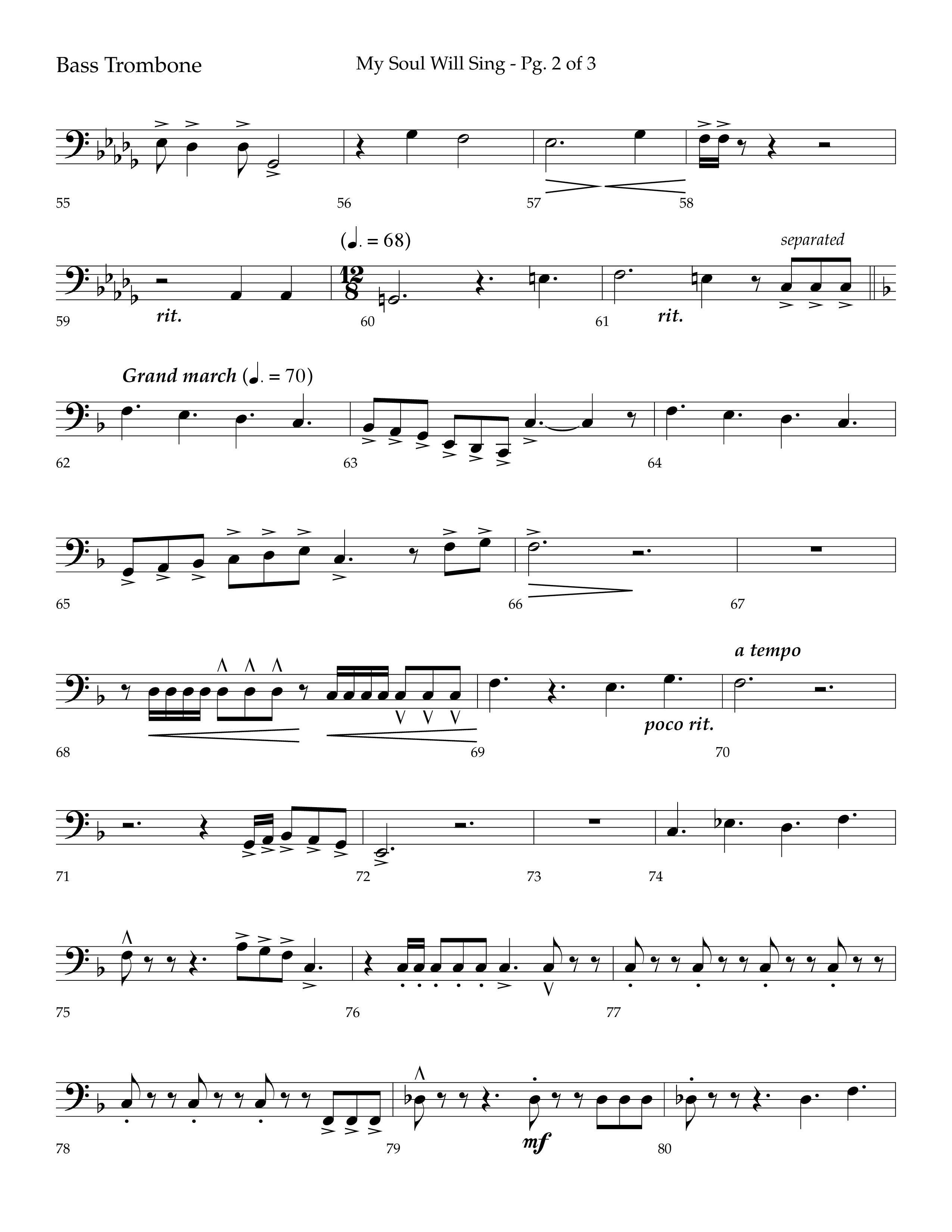 My Soul Will Sing (Choral Anthem SATB) Bass Trombone (Lifeway Choral / Arr. Bradley Knight)