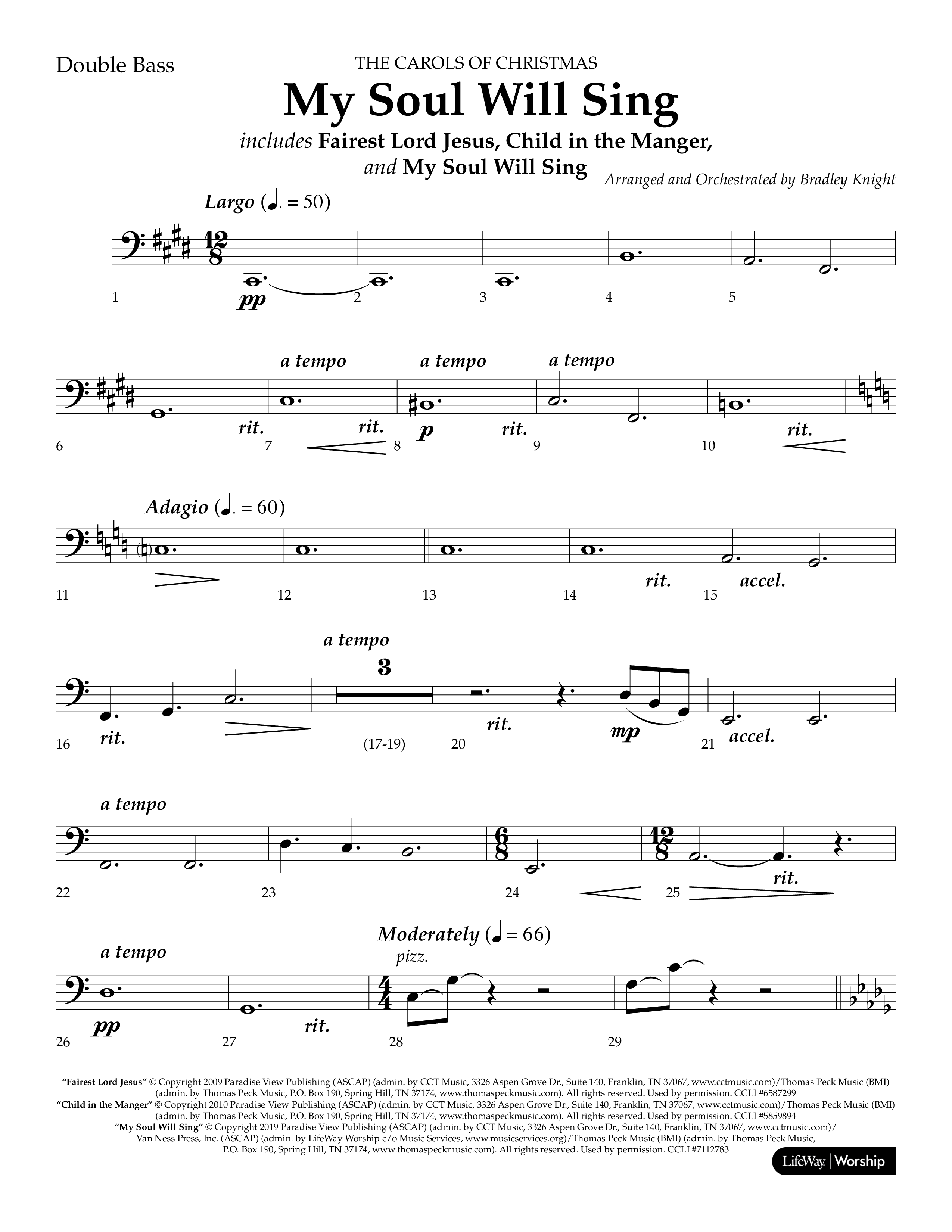 My Soul Will Sing (Choral Anthem SATB) Double Bass (Lifeway Choral / Arr. Bradley Knight)