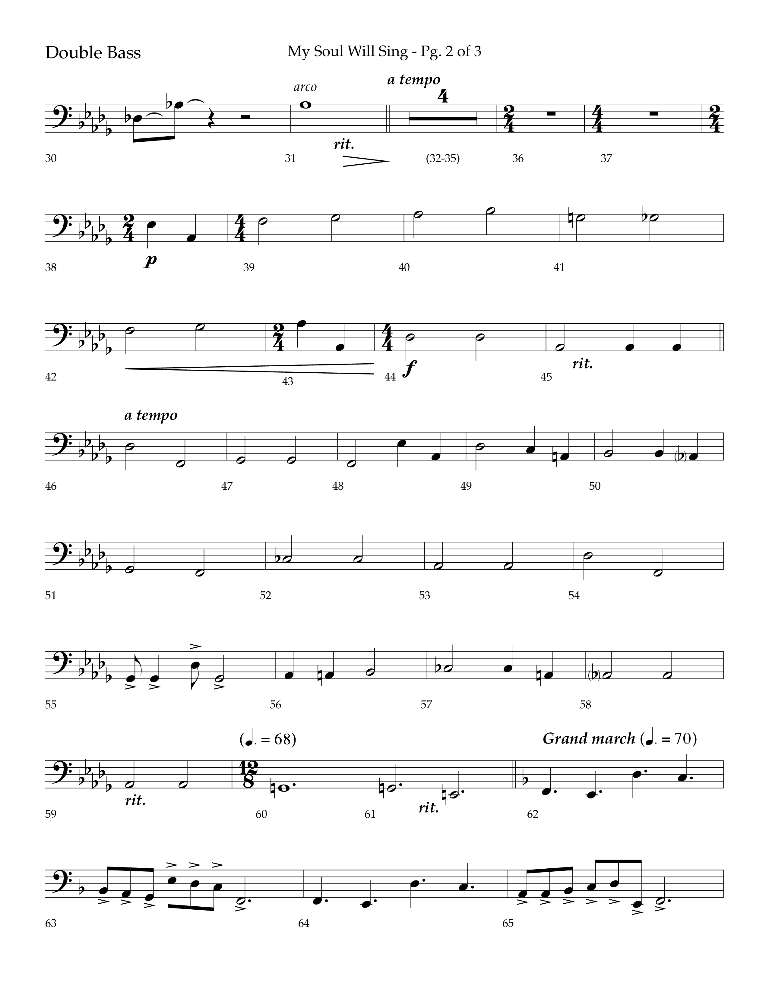 My Soul Will Sing (Choral Anthem SATB) Double Bass (Lifeway Choral / Arr. Bradley Knight)