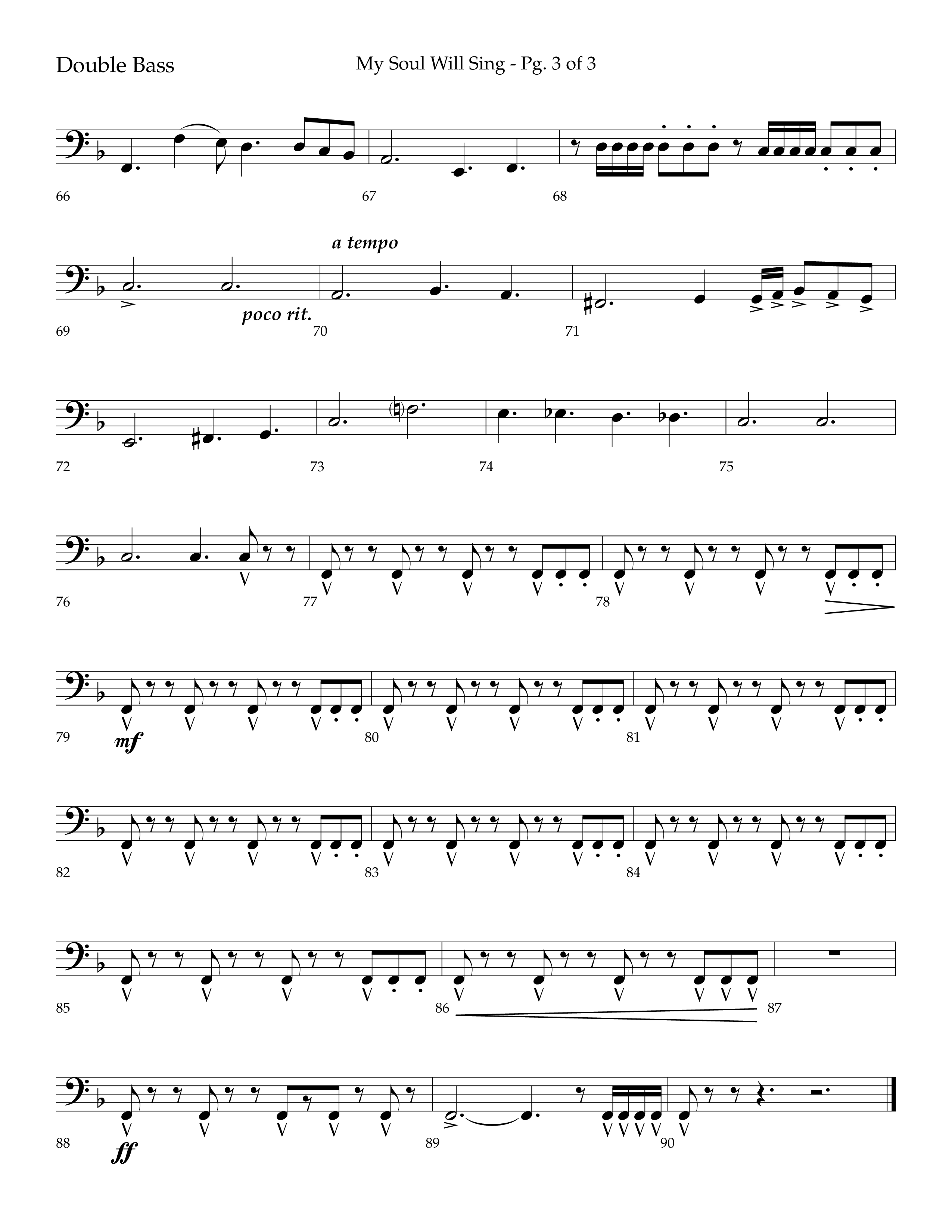 My Soul Will Sing (Choral Anthem SATB) Double Bass (Lifeway Choral / Arr. Bradley Knight)