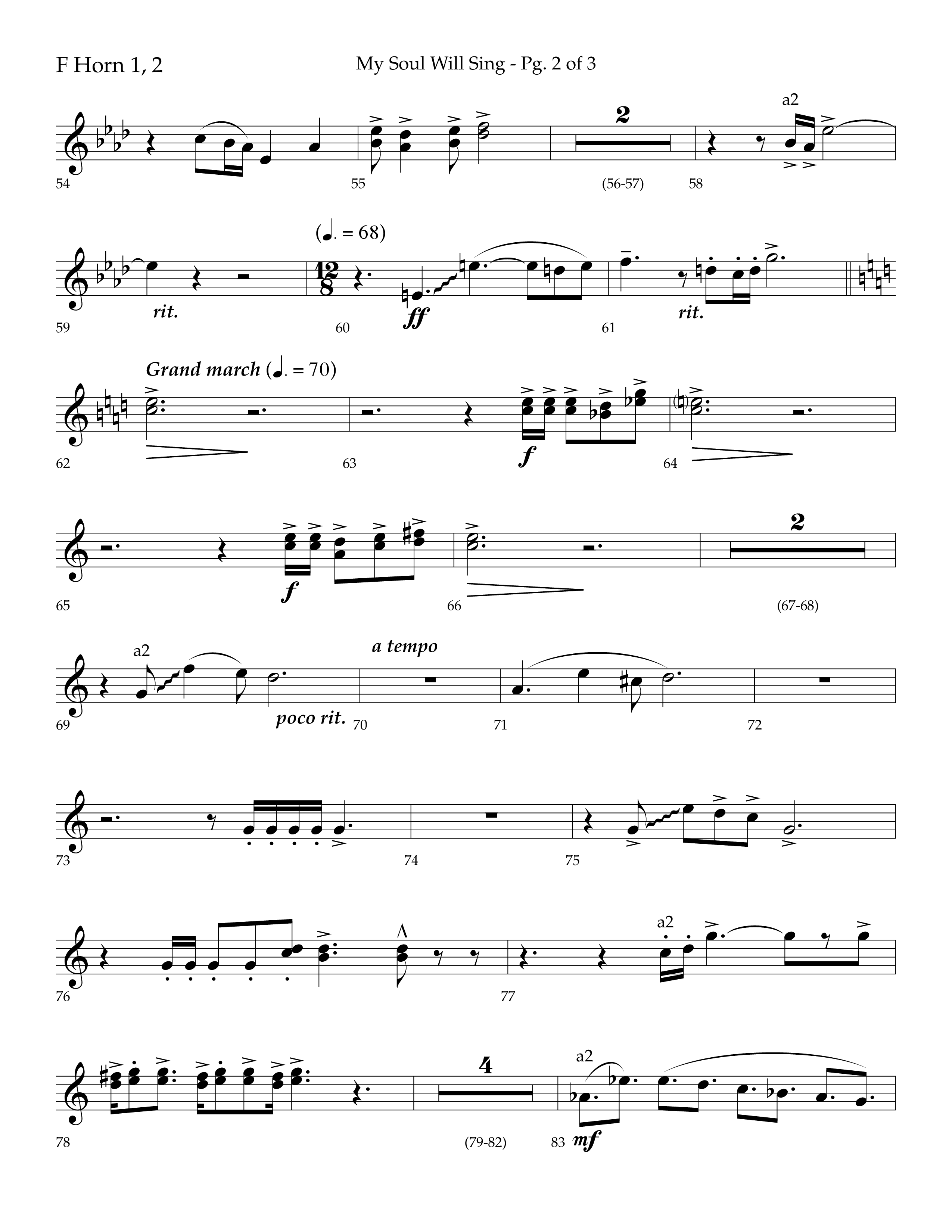My Soul Will Sing (Choral Anthem SATB) French Horn 1/2 (Lifeway Choral / Arr. Bradley Knight)