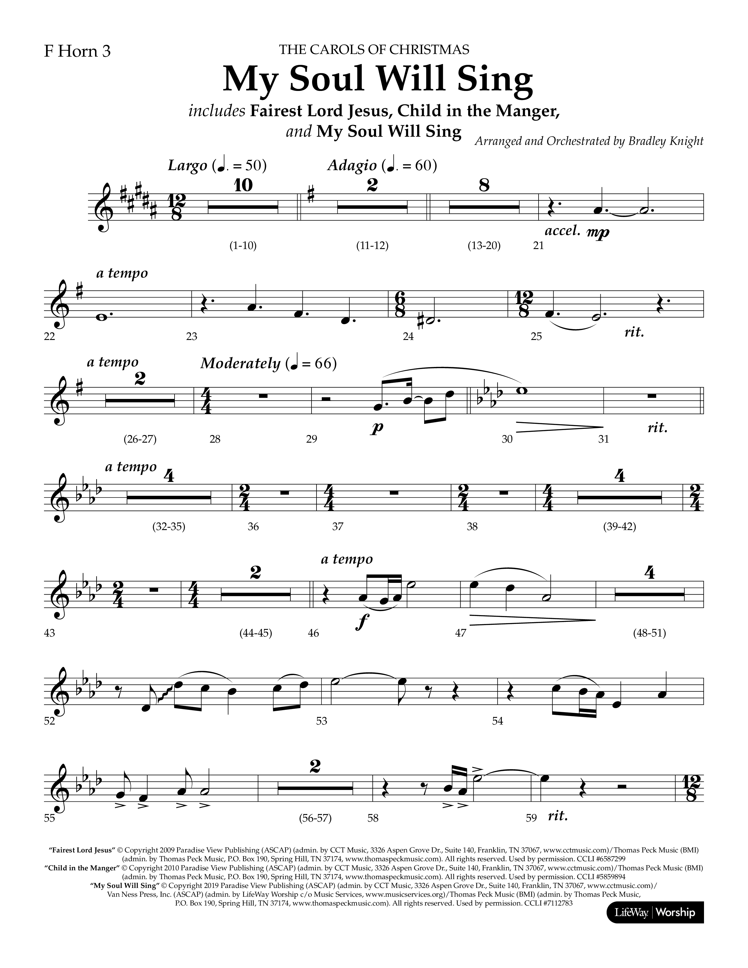 My Soul Will Sing (Choral Anthem SATB) French Horn 3 (Lifeway Choral / Arr. Bradley Knight)