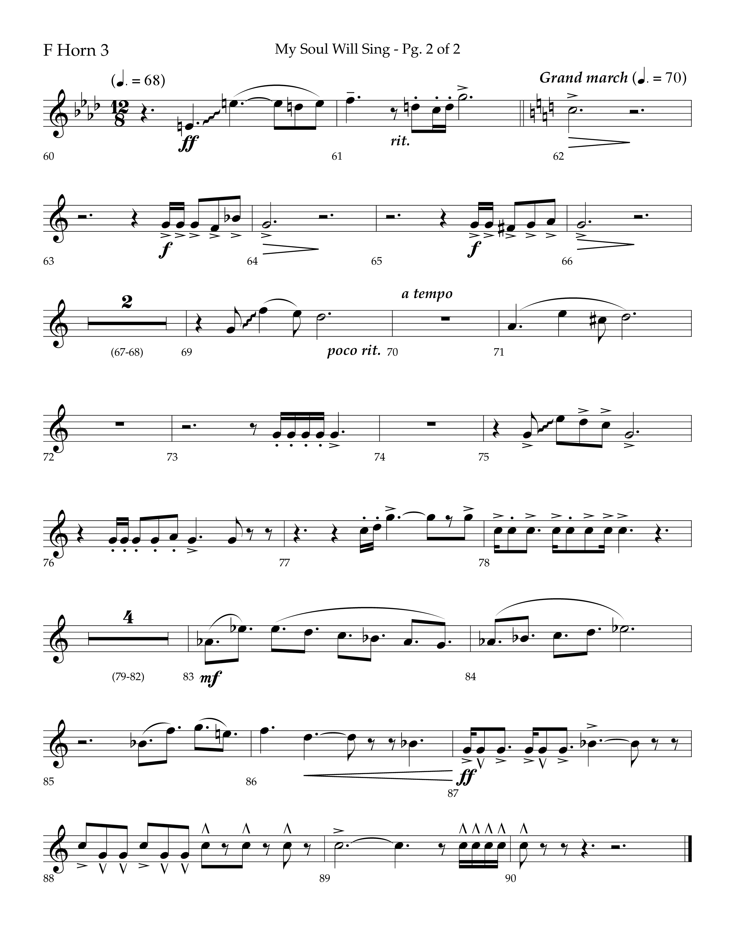 My Soul Will Sing (Choral Anthem SATB) French Horn 3 (Lifeway Choral / Arr. Bradley Knight)