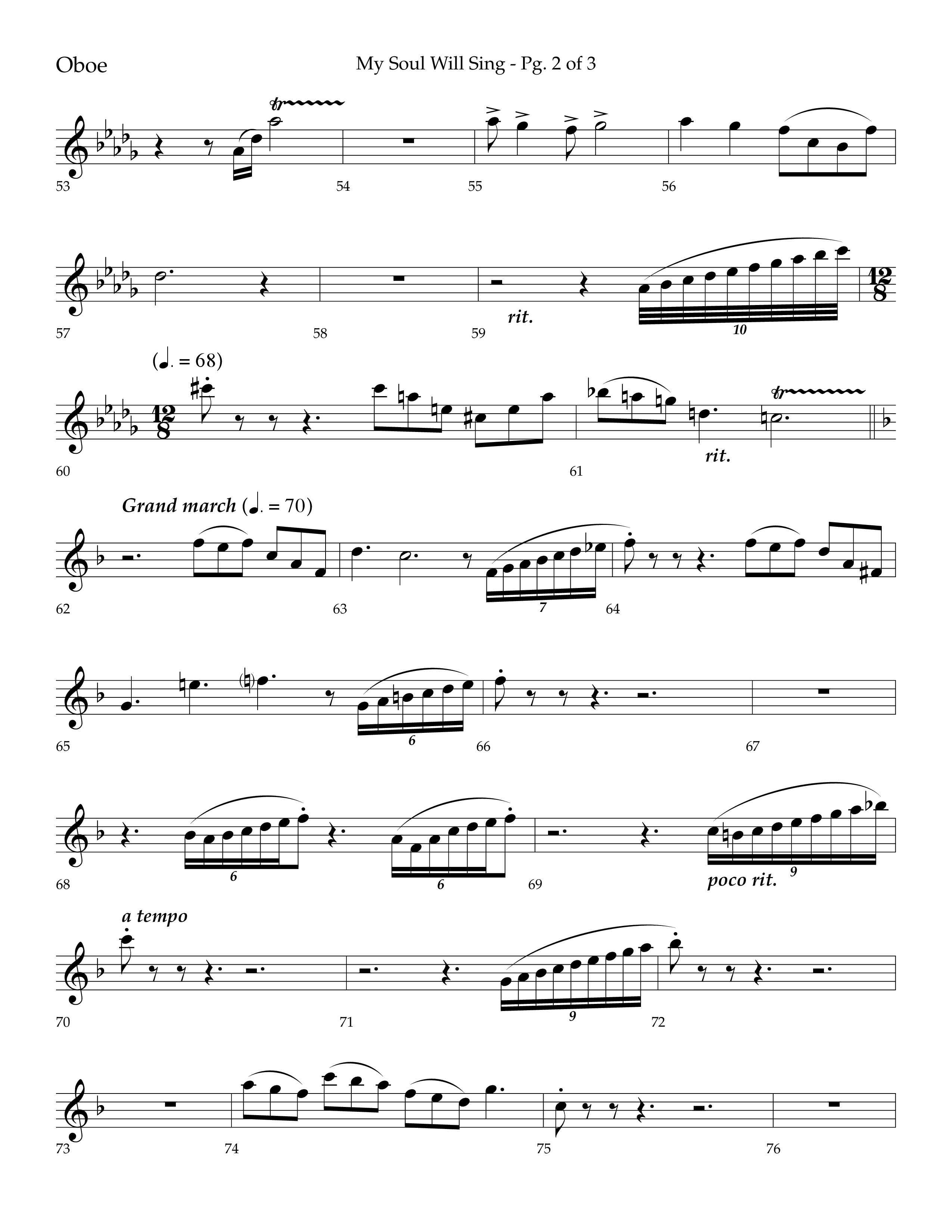 My Soul Will Sing (Choral Anthem SATB) Oboe (Lifeway Choral / Arr. Bradley Knight)