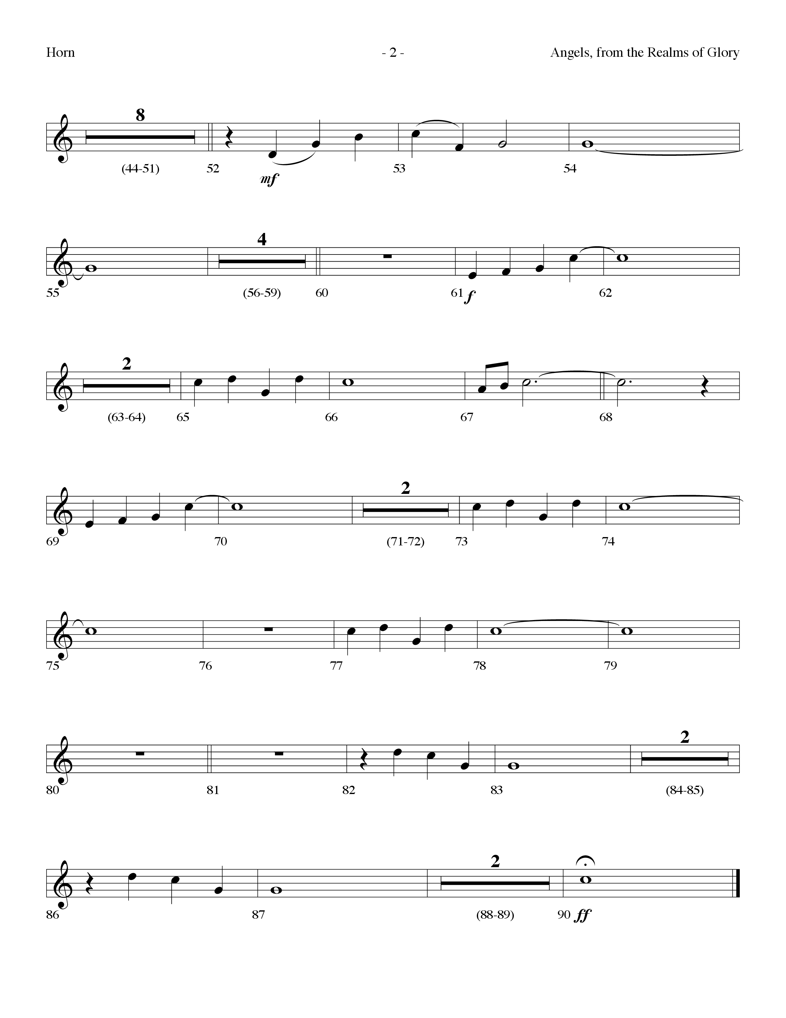 Angels From The Realms Of Glory (Emmanuel) (Choral Anthem SATB) French Horn (Lifeway Choral / Arr. Dennis Allen)