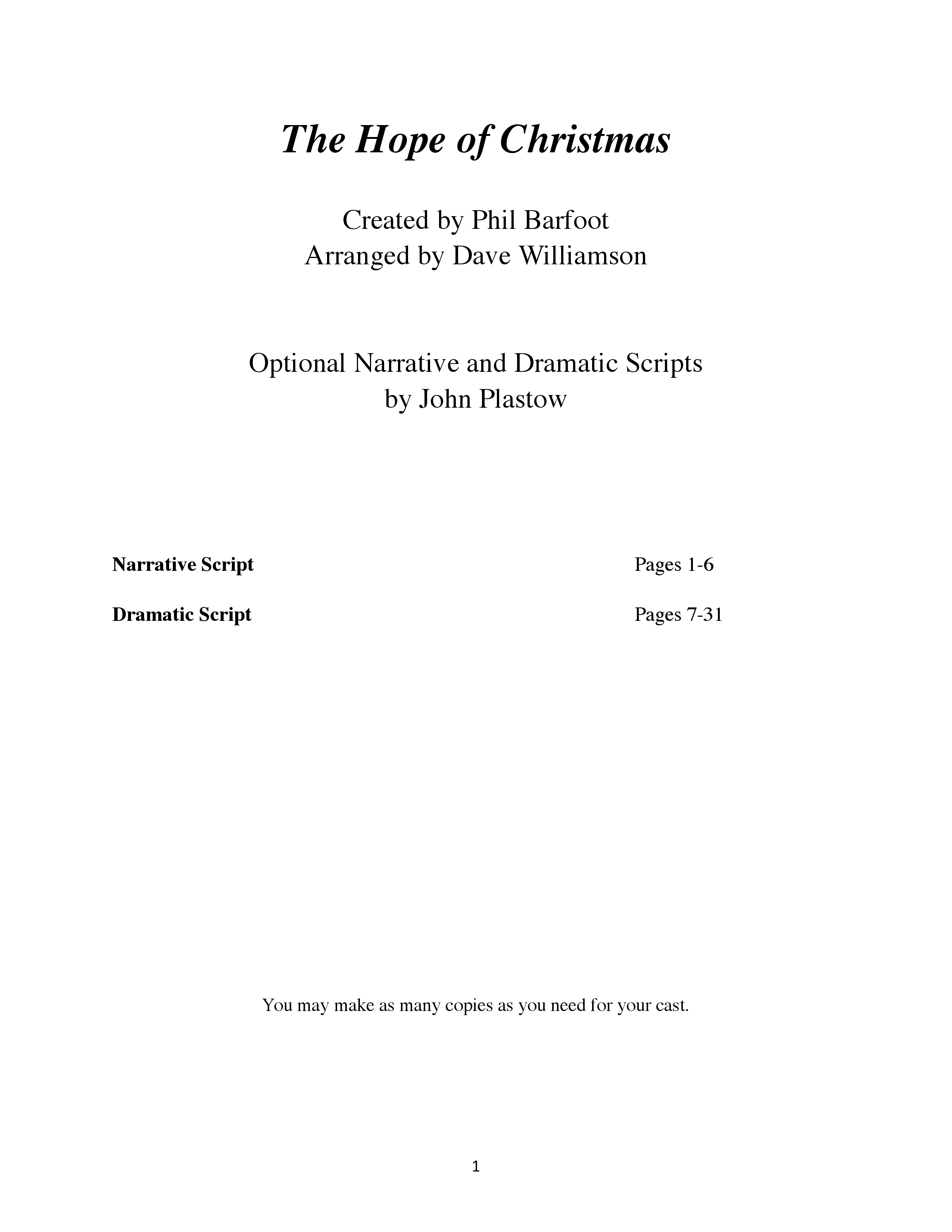 The Hope Of Christmas (11 Song Choral Collection) Instructions (Lifeway Choral / Arr. Dave Williamson)