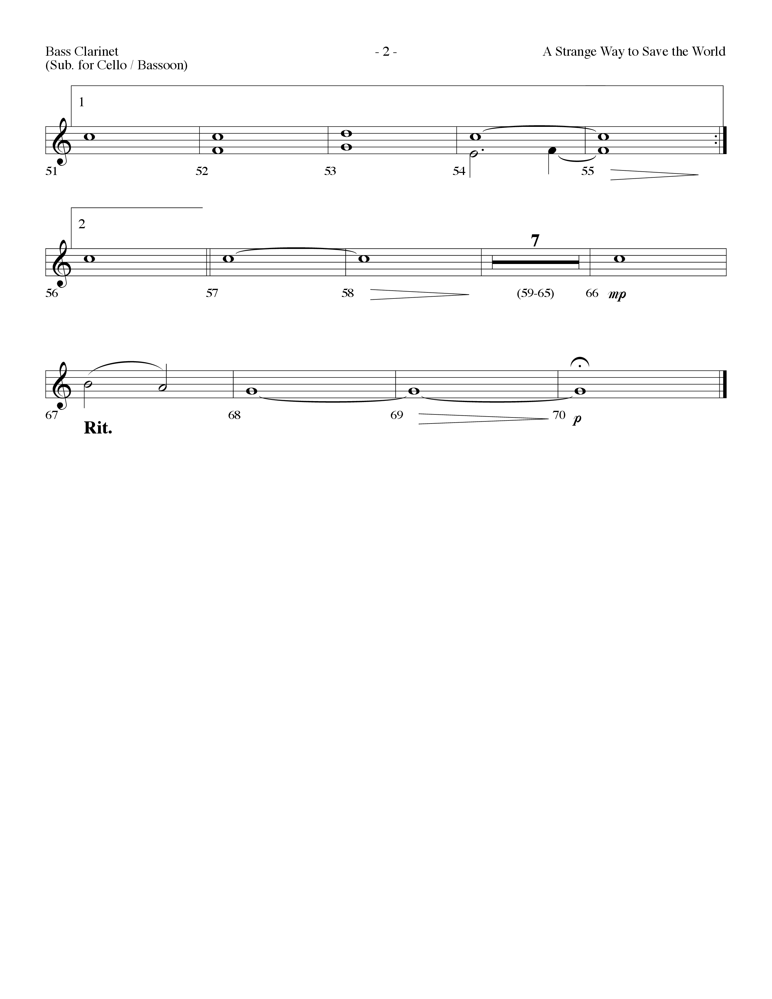 A Strange Way To Save The World (Choral Anthem SATB) Bass Clarinet (Lifeway Choral / Arr. Dennis Allen)
