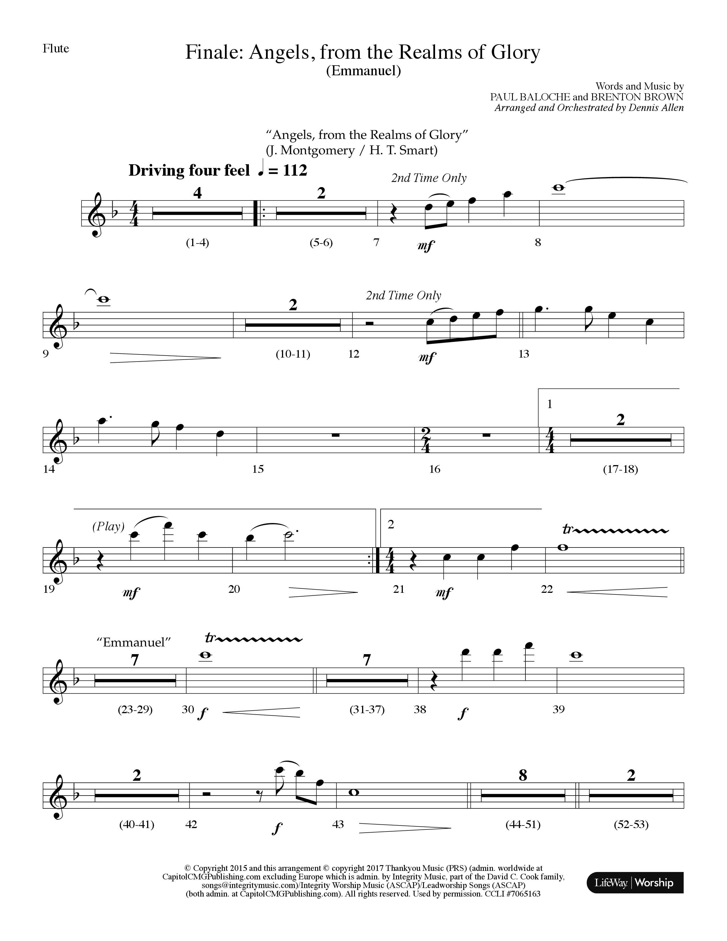 Finale: Angels From The Realms Of Glory (Emmanuel) (Choral Anthem SATB) Flute (Lifeway Choral / Arr. Dennis Allen)