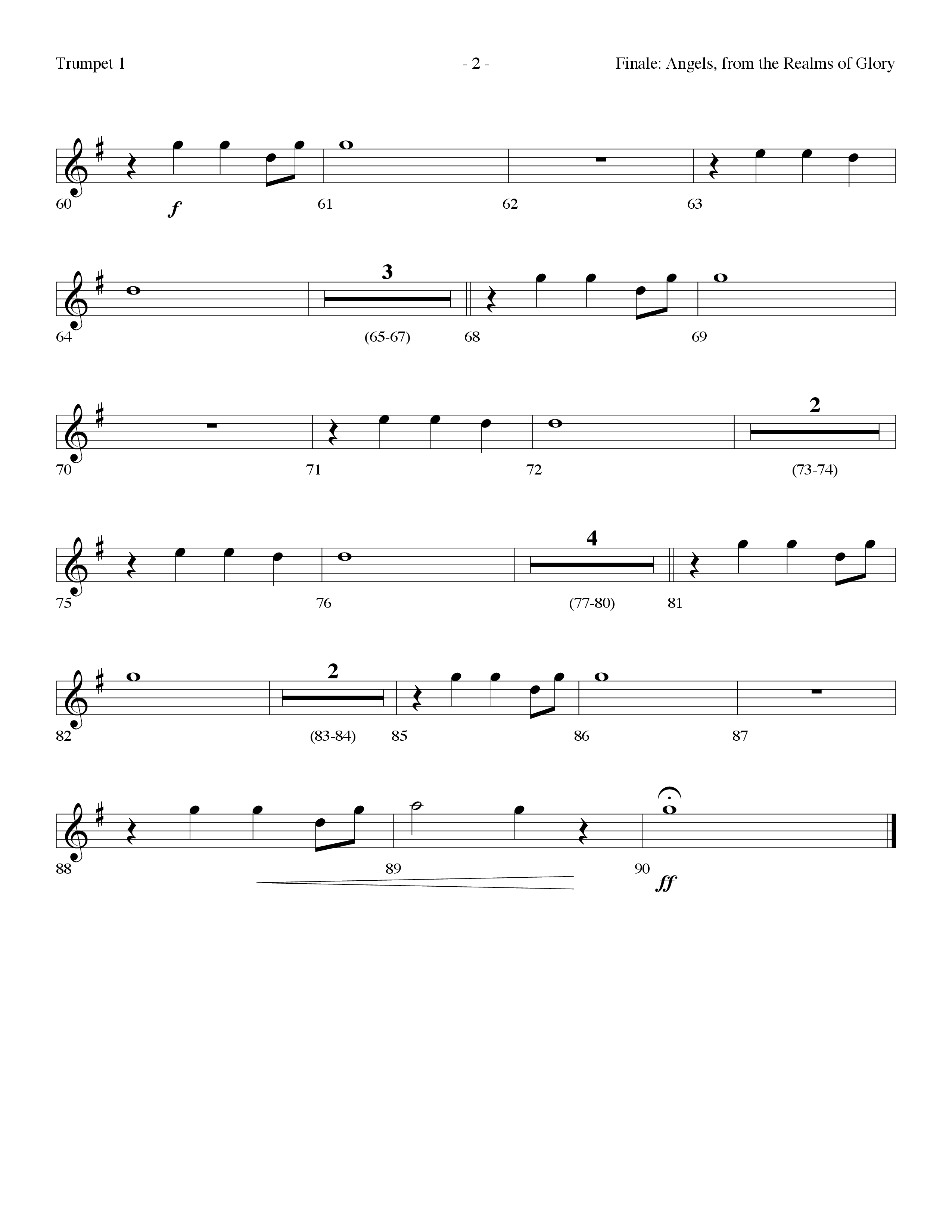 Finale: Angels From The Realms Of Glory (Emmanuel) (Choral Anthem SATB) Trumpet 1 (Lifeway Choral / Arr. Dennis Allen)