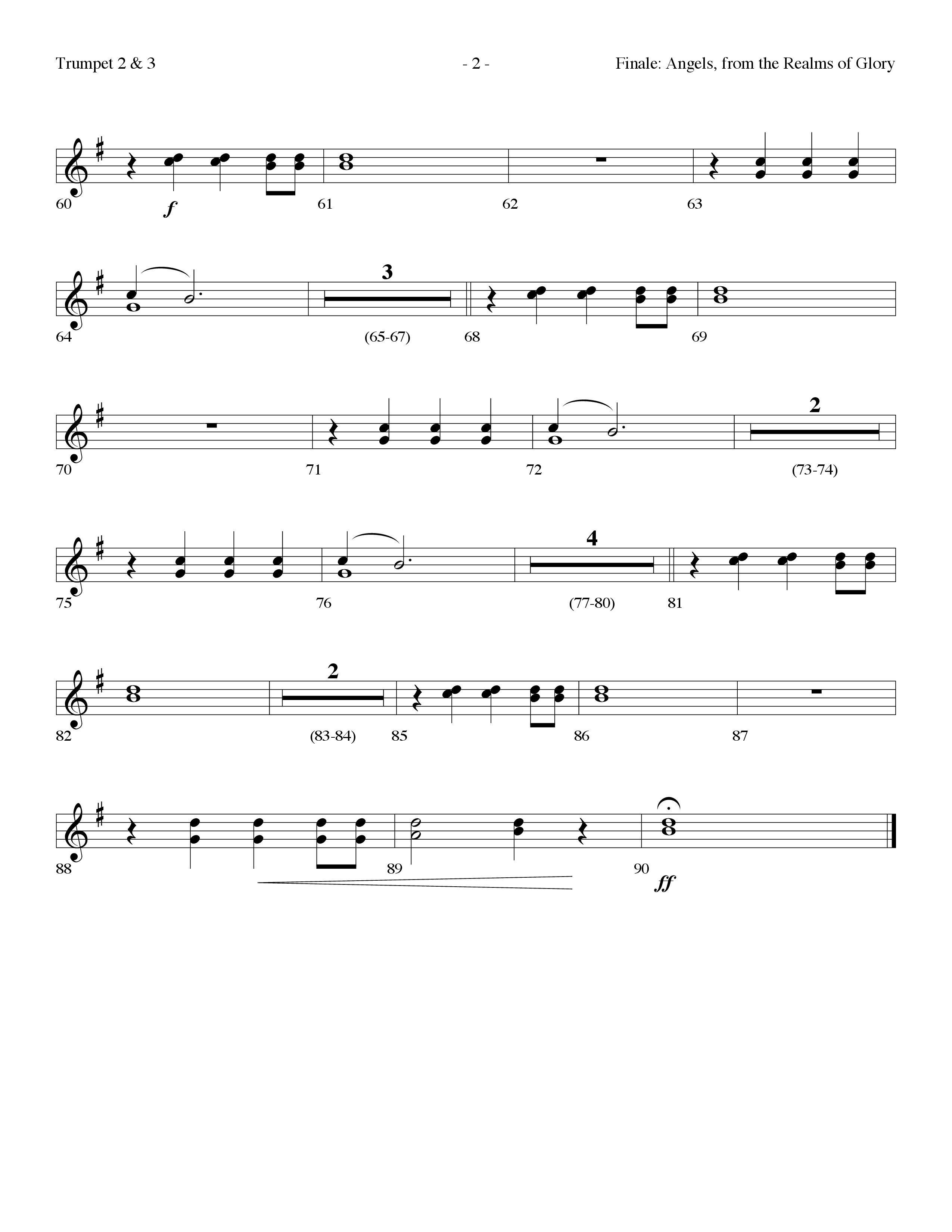 Finale: Angels From The Realms Of Glory (Emmanuel) (Choral Anthem SATB) Trumpet 2/3 (Lifeway Choral / Arr. Dennis Allen)