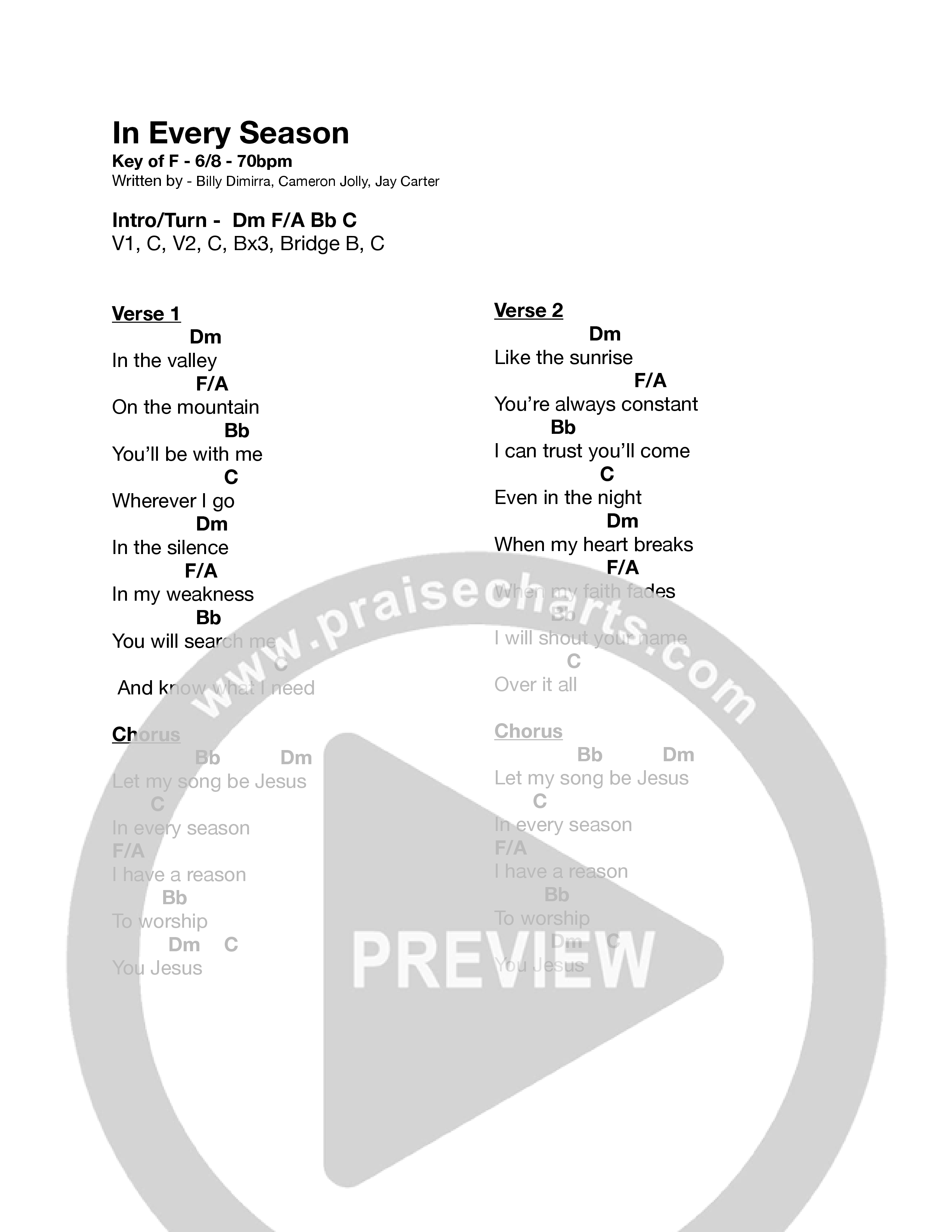 In Every Season (Live) Chord Chart (RMC Worship)