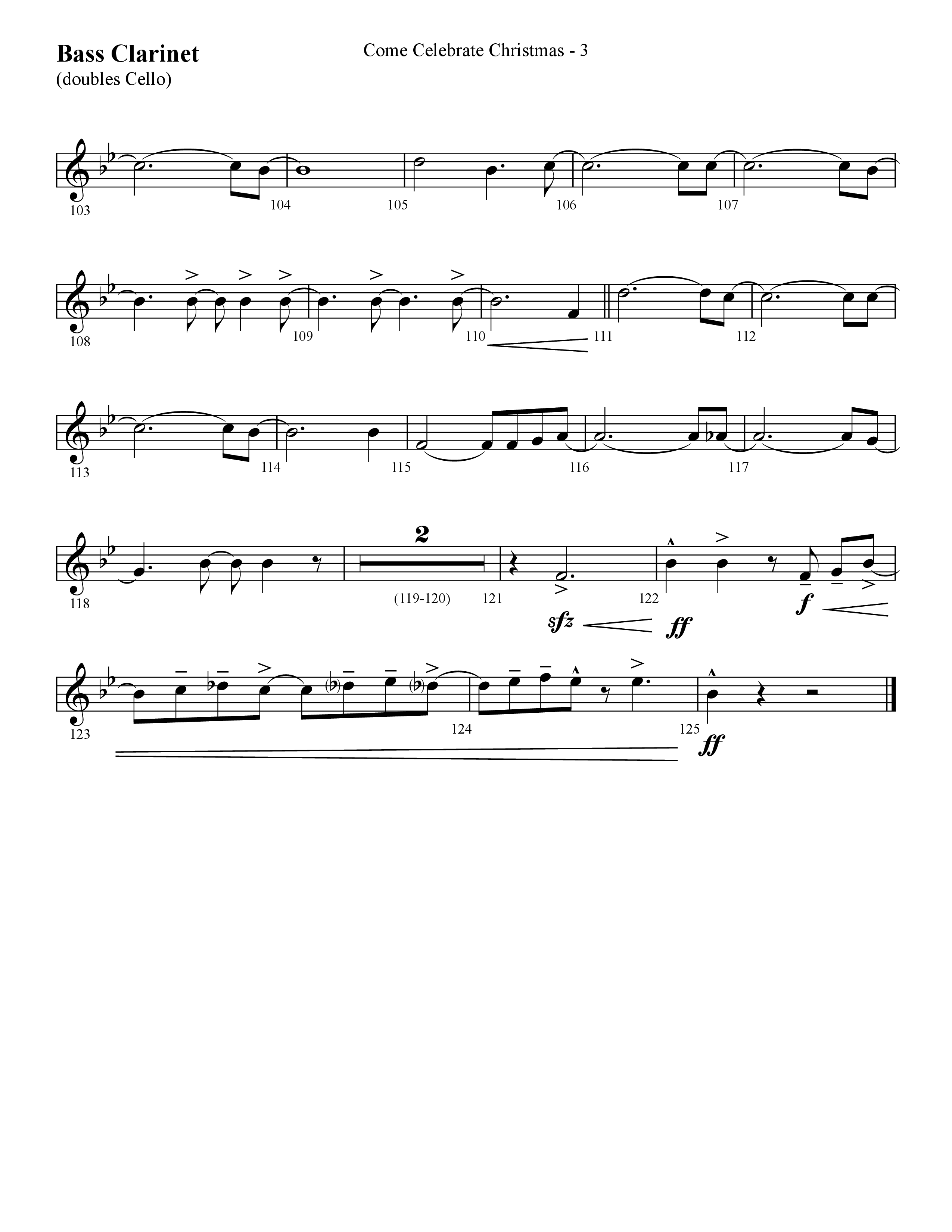 Come Celebrate Christmas (Choral Anthem SATB) Bass Clarinet (Lifeway Choral / Arr. Cliff Duren)