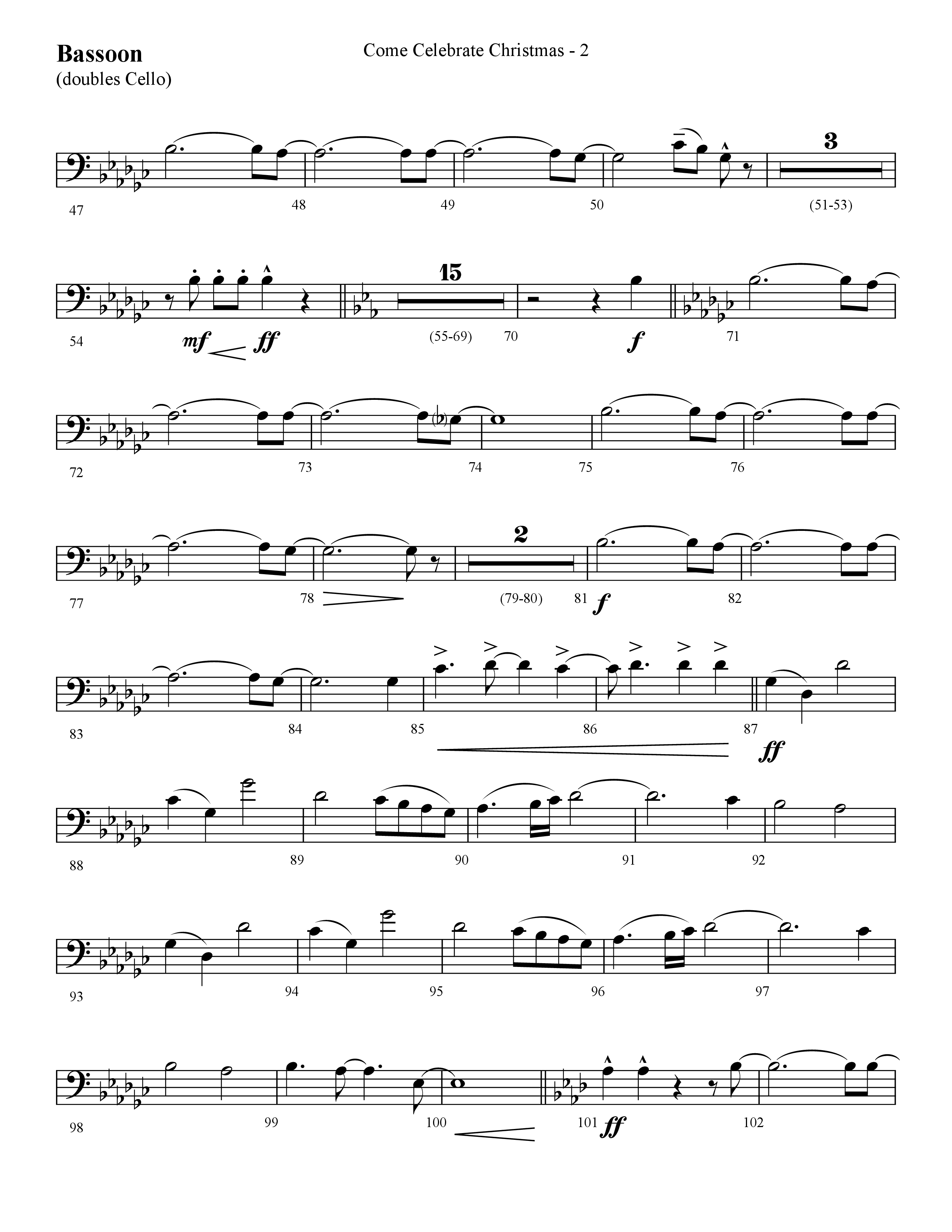 Come Celebrate Christmas (Choral Anthem SATB) Bassoon (Lifeway Choral / Arr. Cliff Duren)