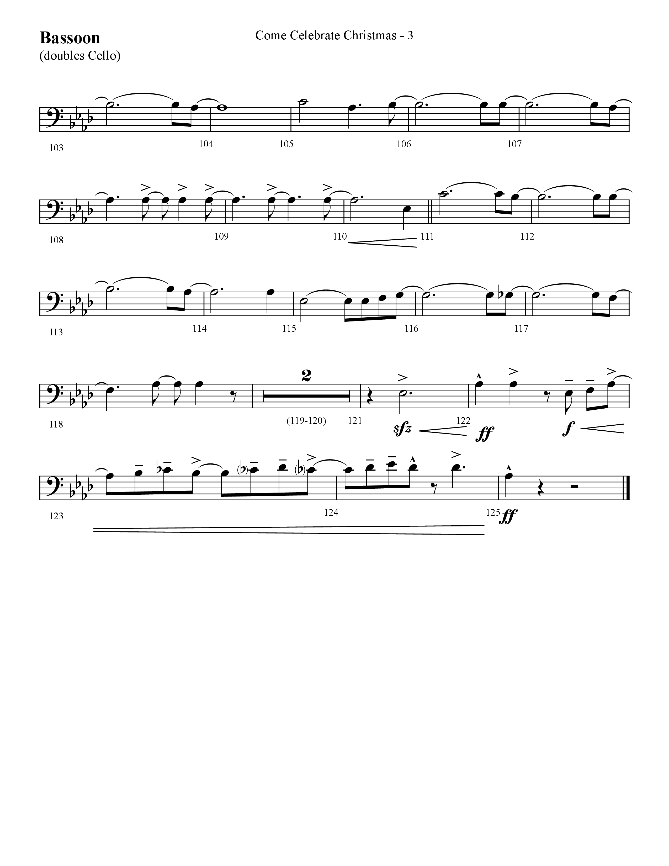 Come Celebrate Christmas (Choral Anthem SATB) Bassoon (Lifeway Choral / Arr. Cliff Duren)