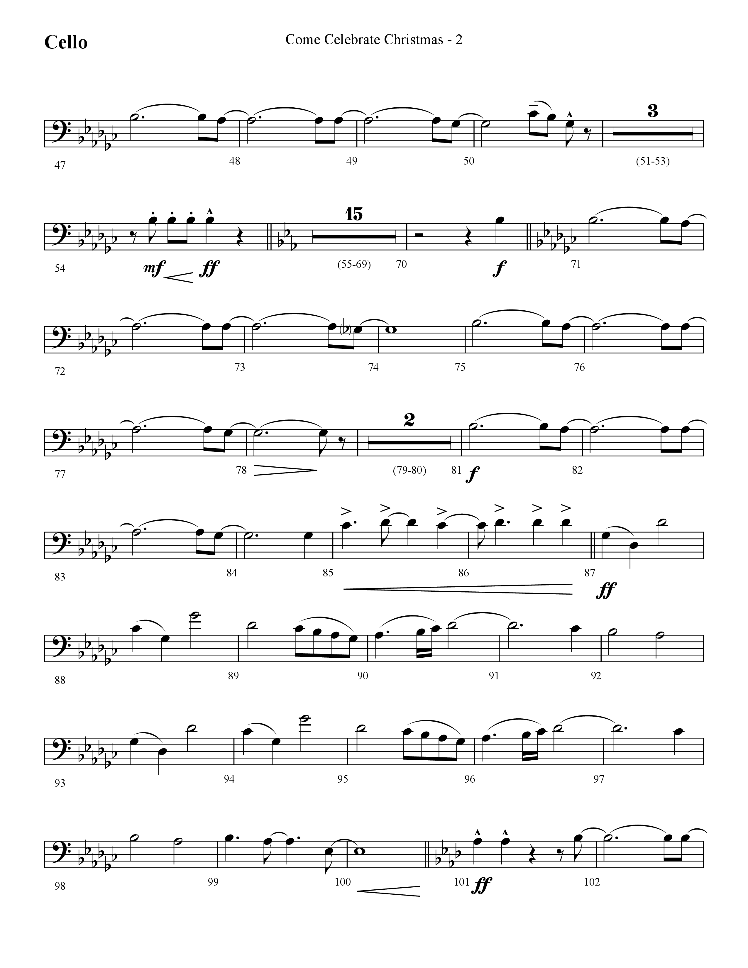 Come Celebrate Christmas (Choral Anthem SATB) Cello (Lifeway Choral / Arr. Cliff Duren)