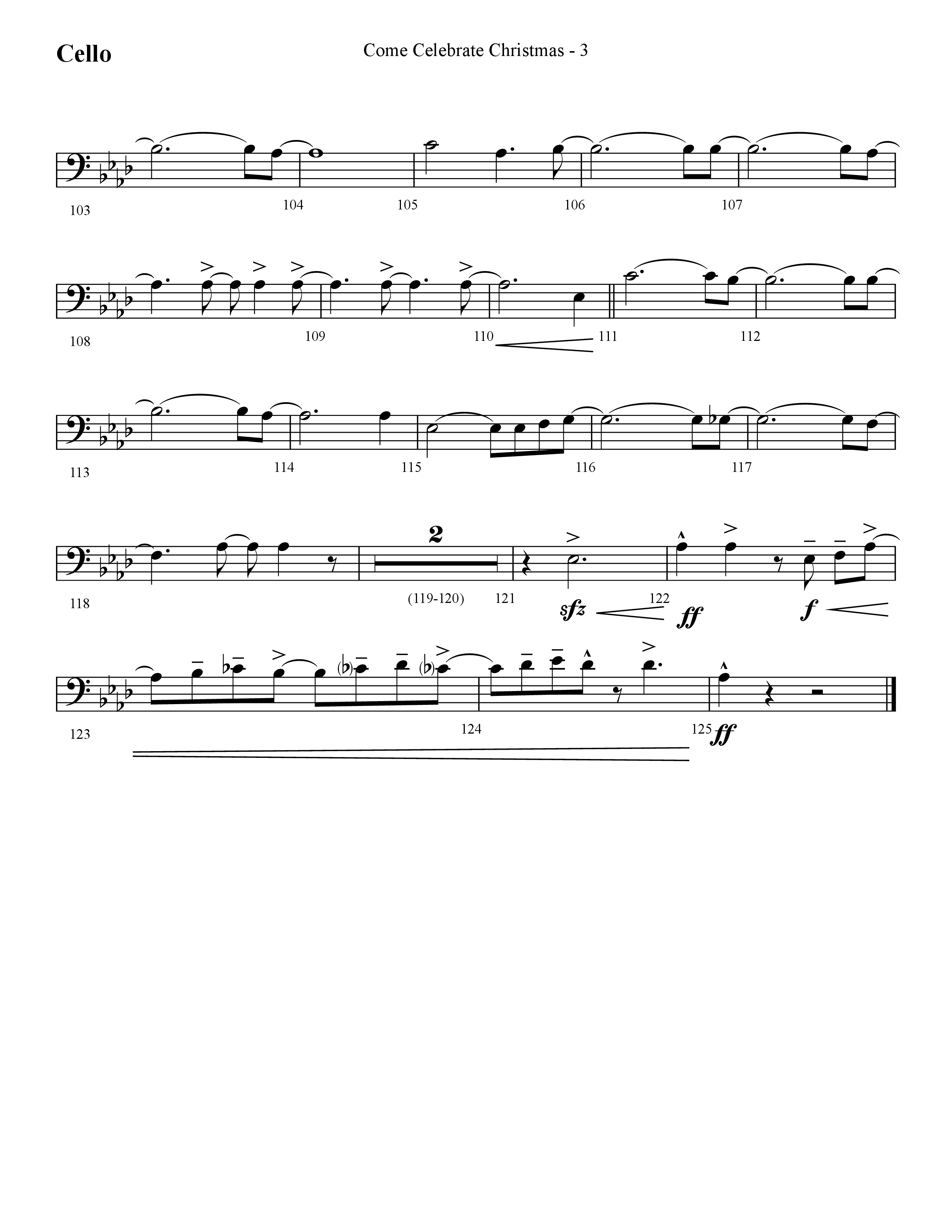 Come Celebrate Christmas (Choral Anthem SATB) Cello (Lifeway Choral / Arr. Cliff Duren)