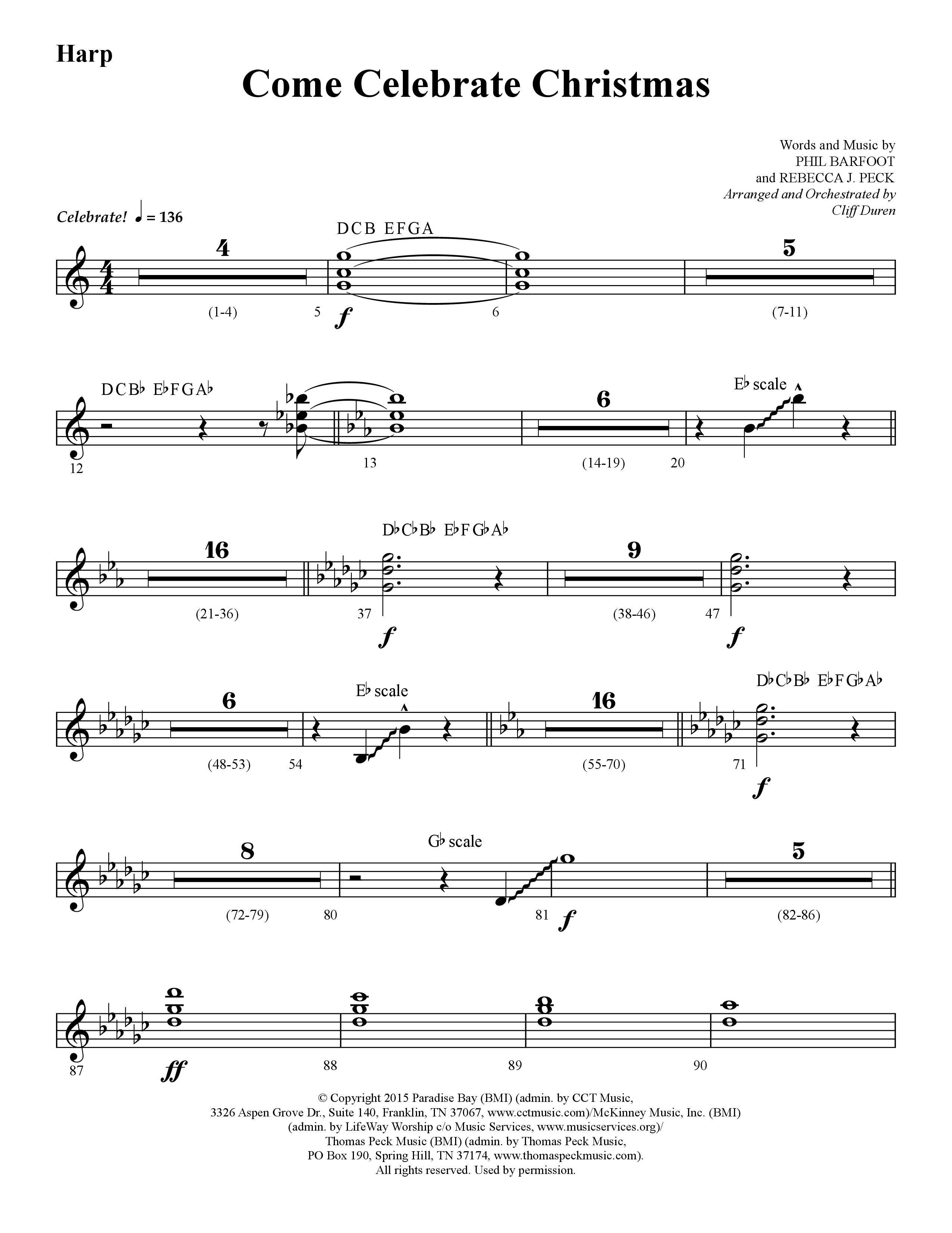 Come Celebrate Christmas (Choral Anthem SATB) Harp (Lifeway Choral / Arr. Cliff Duren)