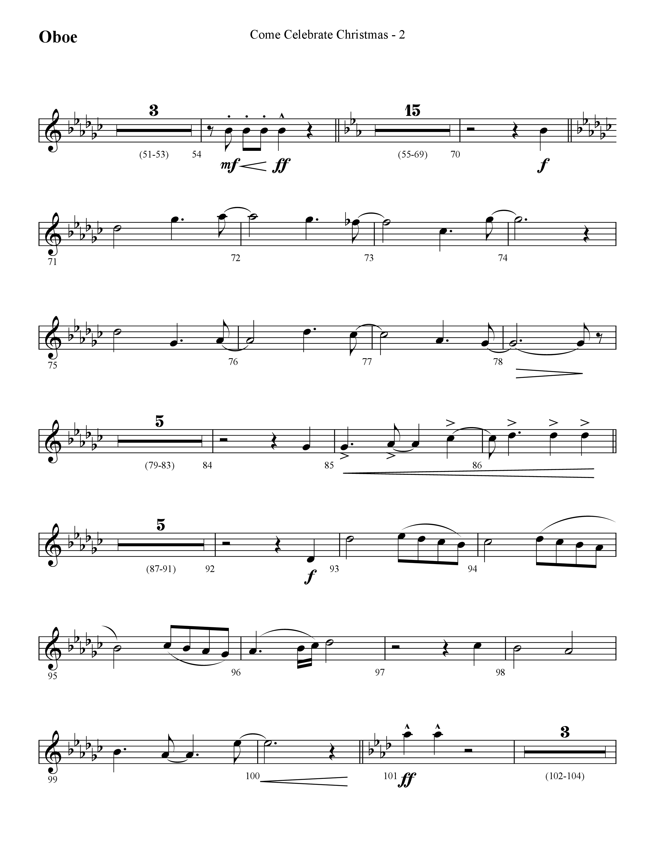 Come Celebrate Christmas (Choral Anthem SATB) Oboe (Lifeway Choral / Arr. Cliff Duren)