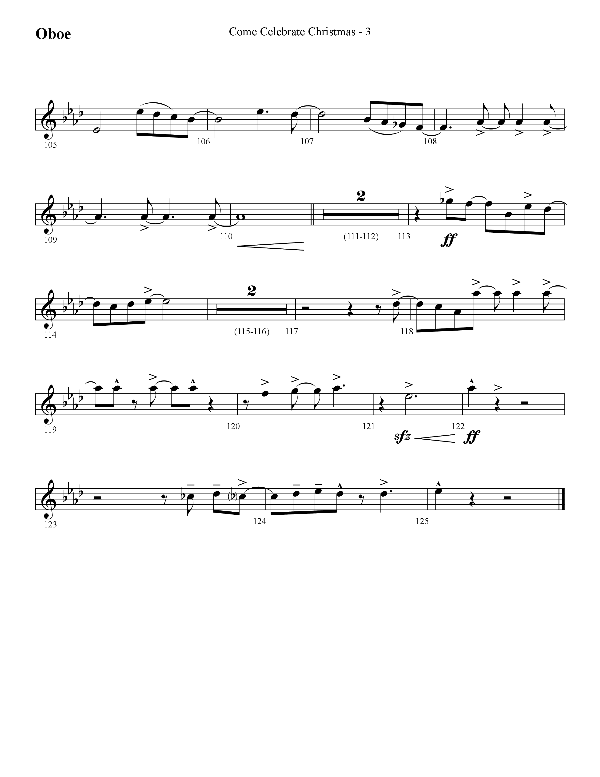 Come Celebrate Christmas (Choral Anthem SATB) Oboe (Lifeway Choral / Arr. Cliff Duren)