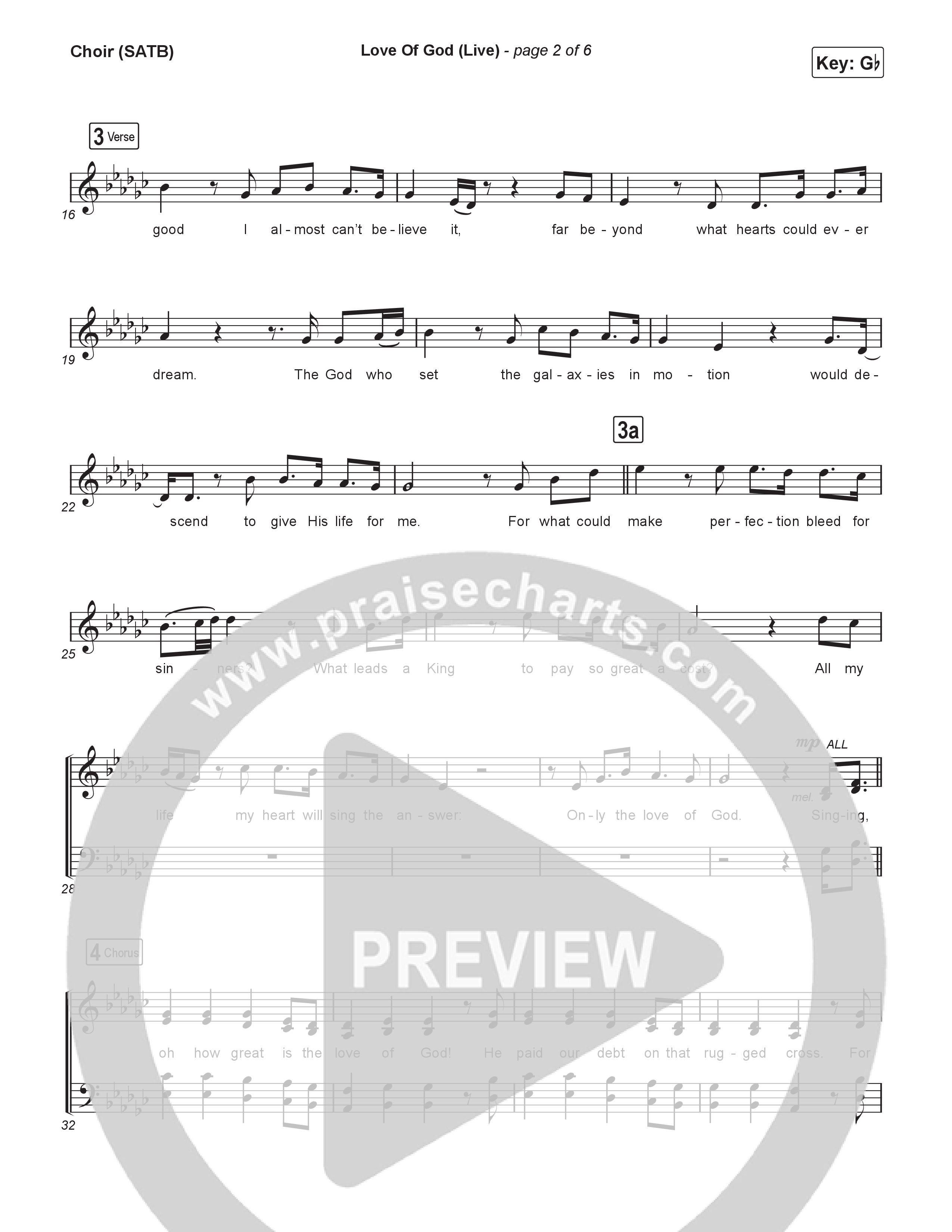 Love Of God (Live) Choir Sheet (SATB) (Brandon Lake / Phil Wickham)