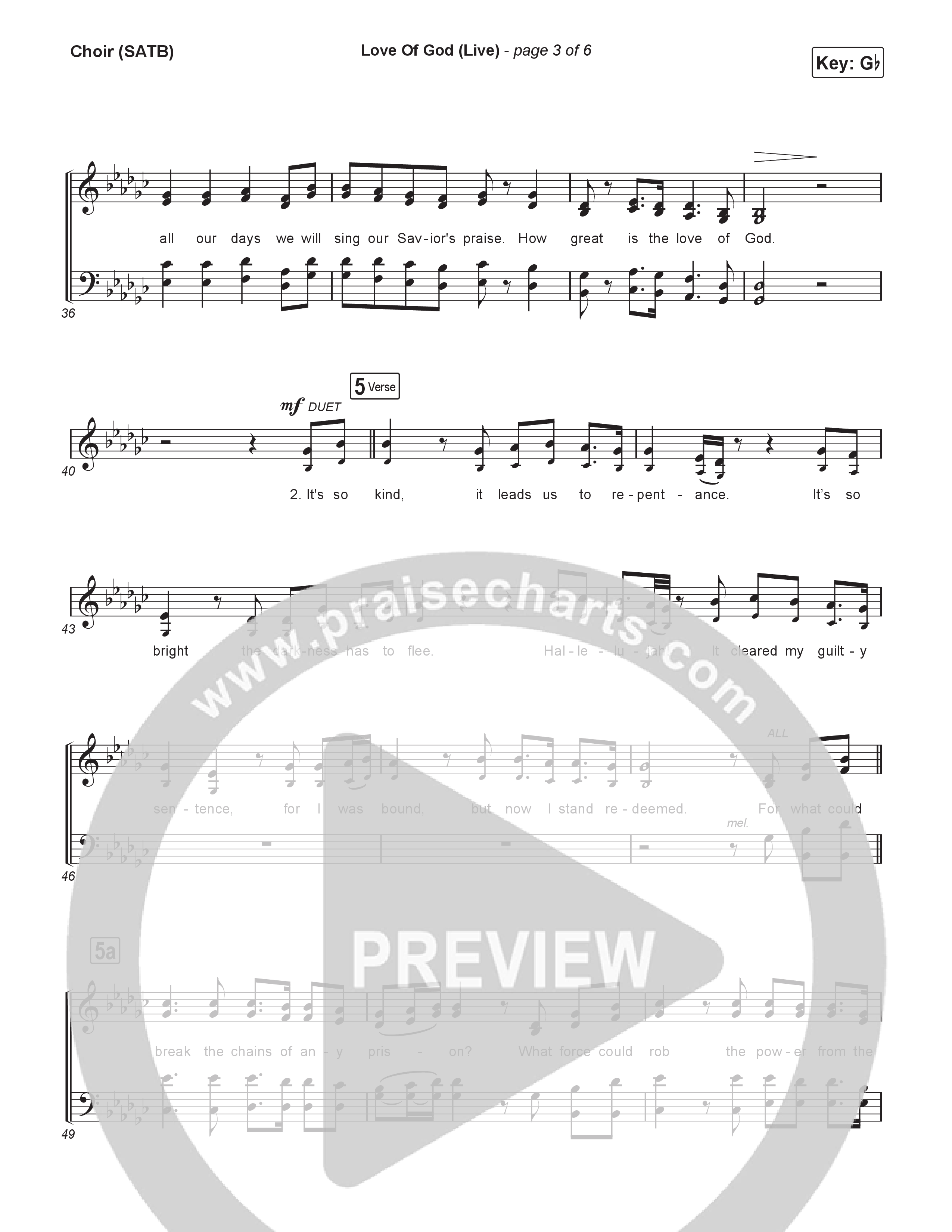 Love Of God (Live) Choir Sheet (SATB) (Brandon Lake / Phil Wickham)