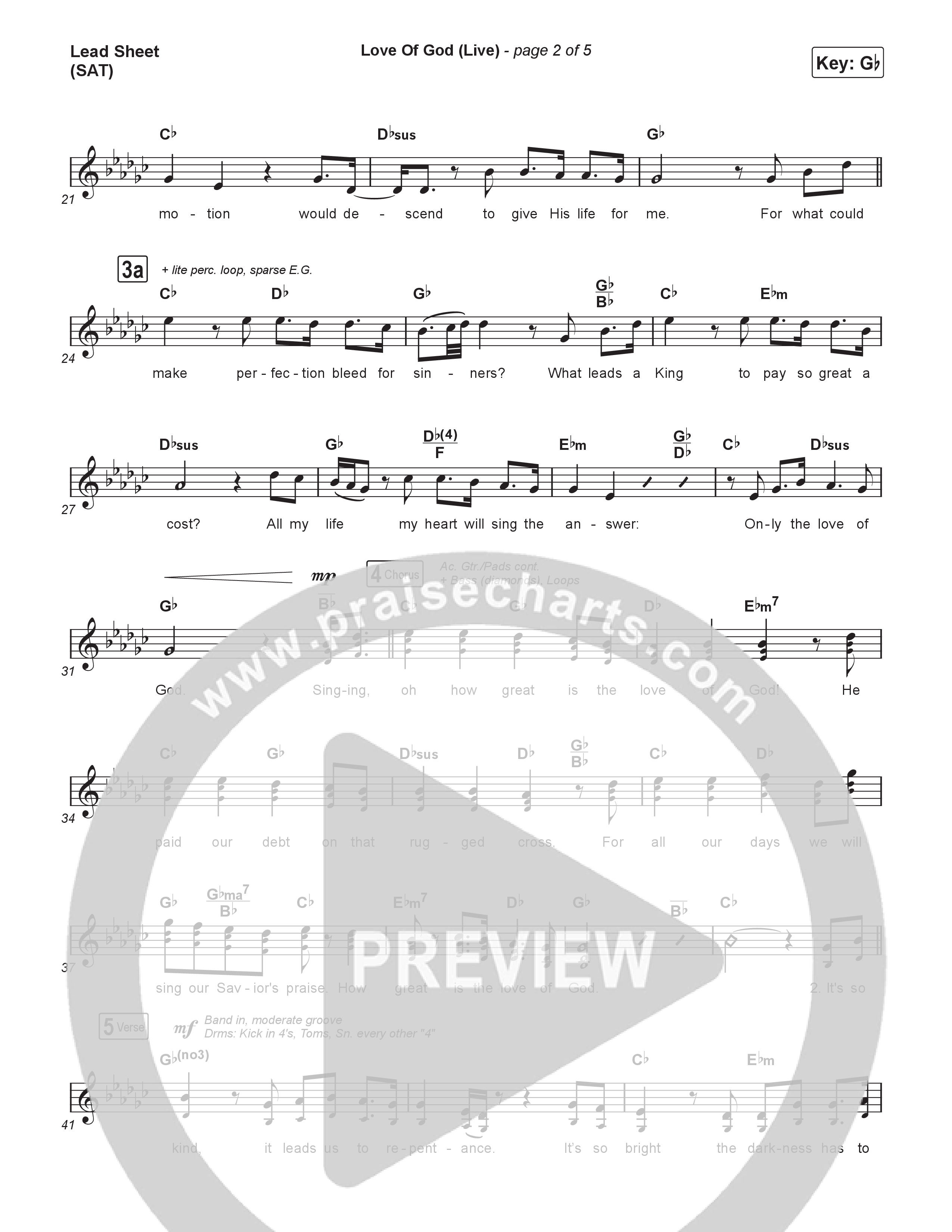 Love Of God (Live) Lead Sheet (SAT) (Brandon Lake / Phil Wickham)