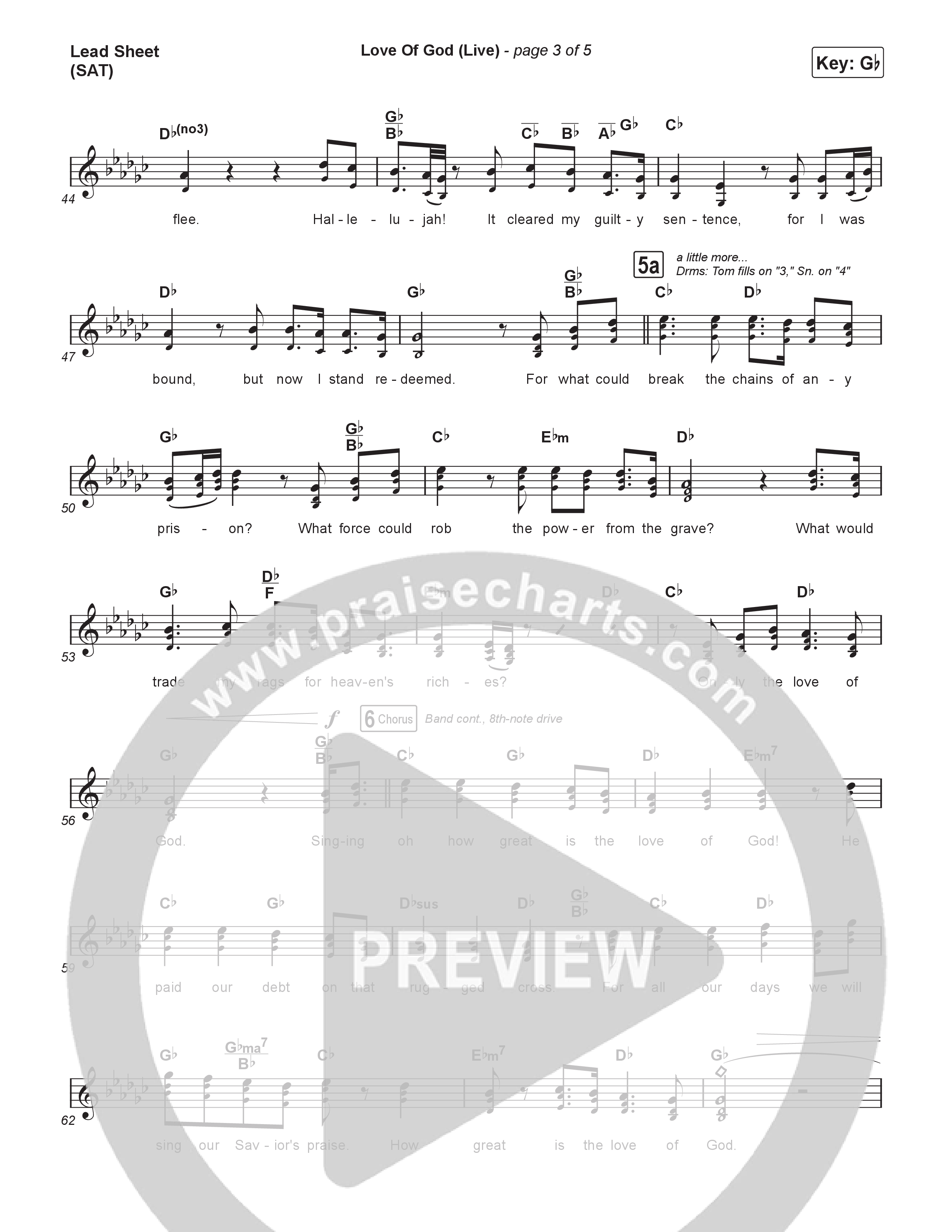 Love Of God (Live) Lead Sheet (SAT) (Brandon Lake / Phil Wickham)