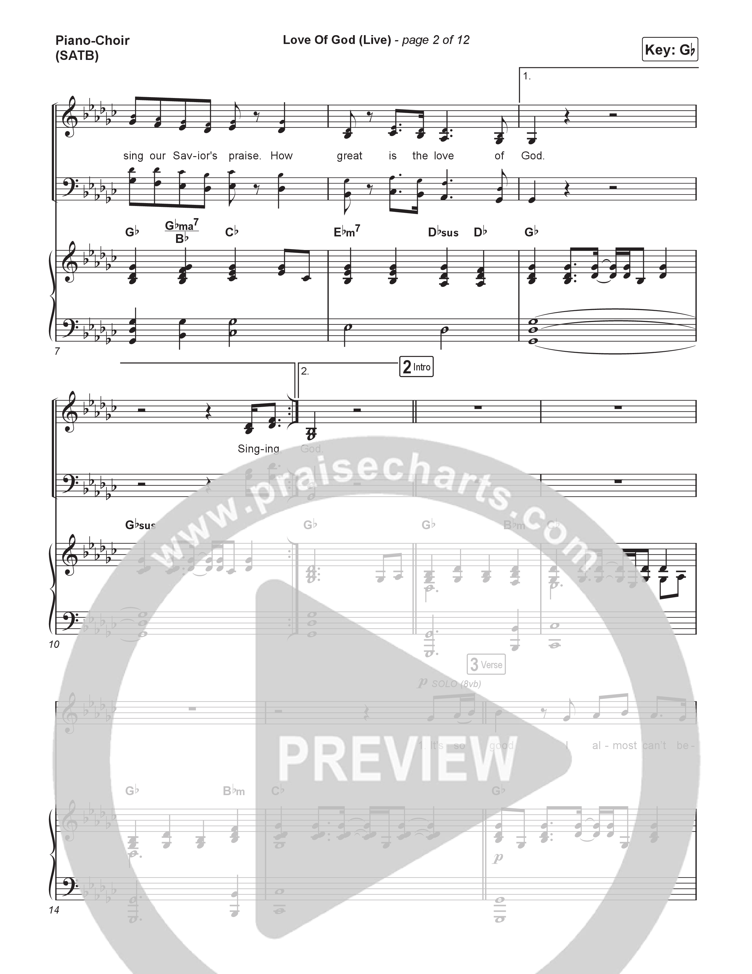 Love Of God (Live) Piano/Vocal (SATB) (Brandon Lake / Phil Wickham)