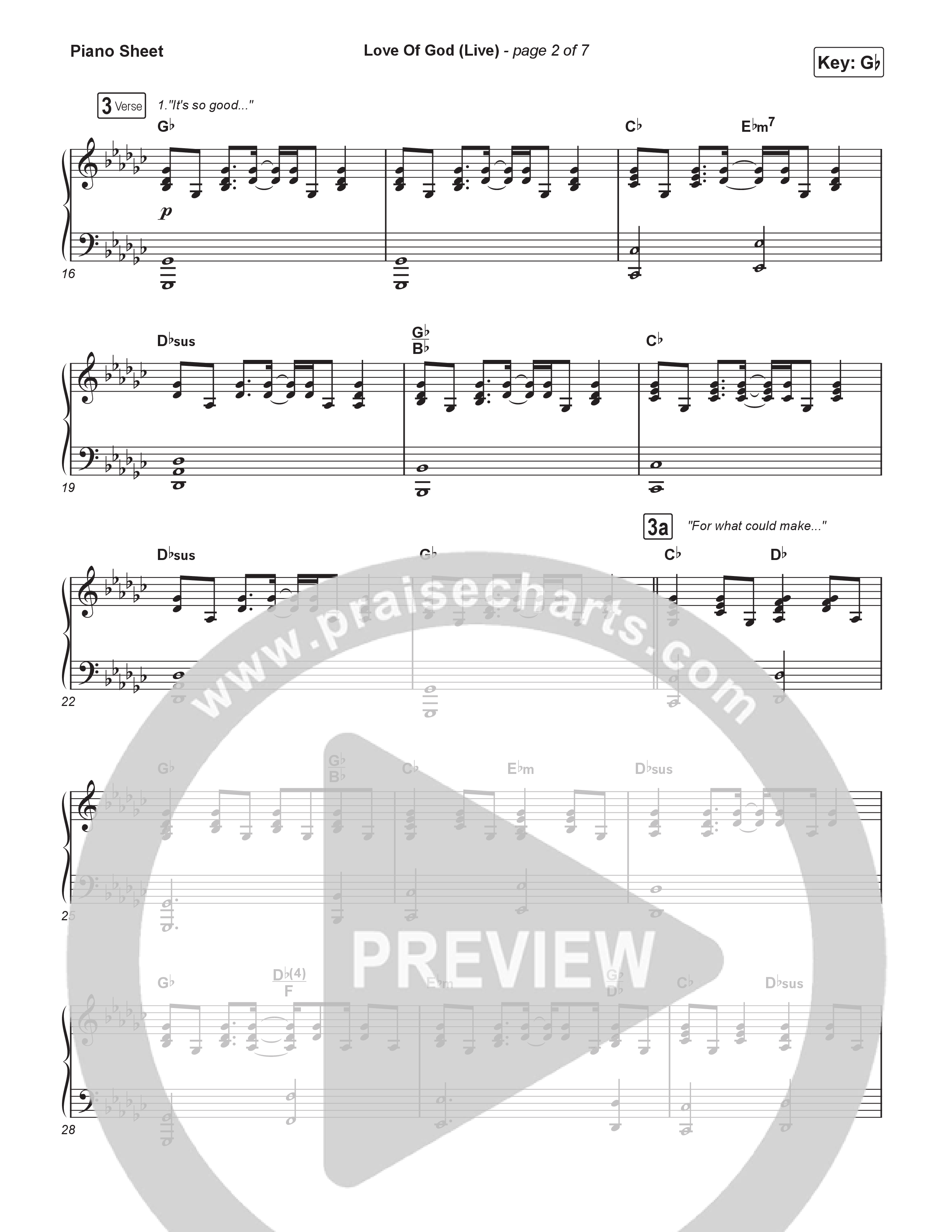 Love Of God (Live) Piano Sheet (Brandon Lake / Phil Wickham)