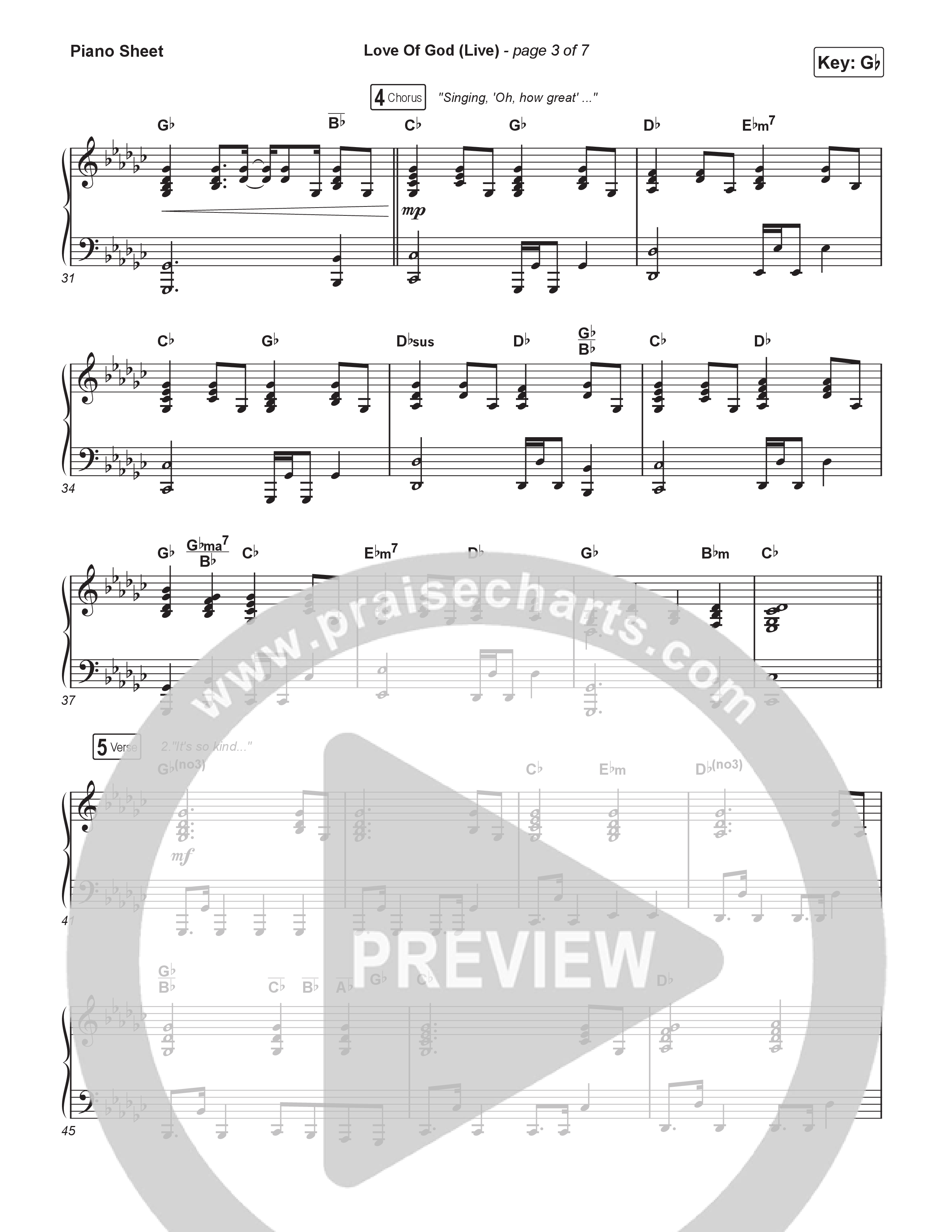 Love Of God (Live) Piano Sheet (Brandon Lake / Phil Wickham)