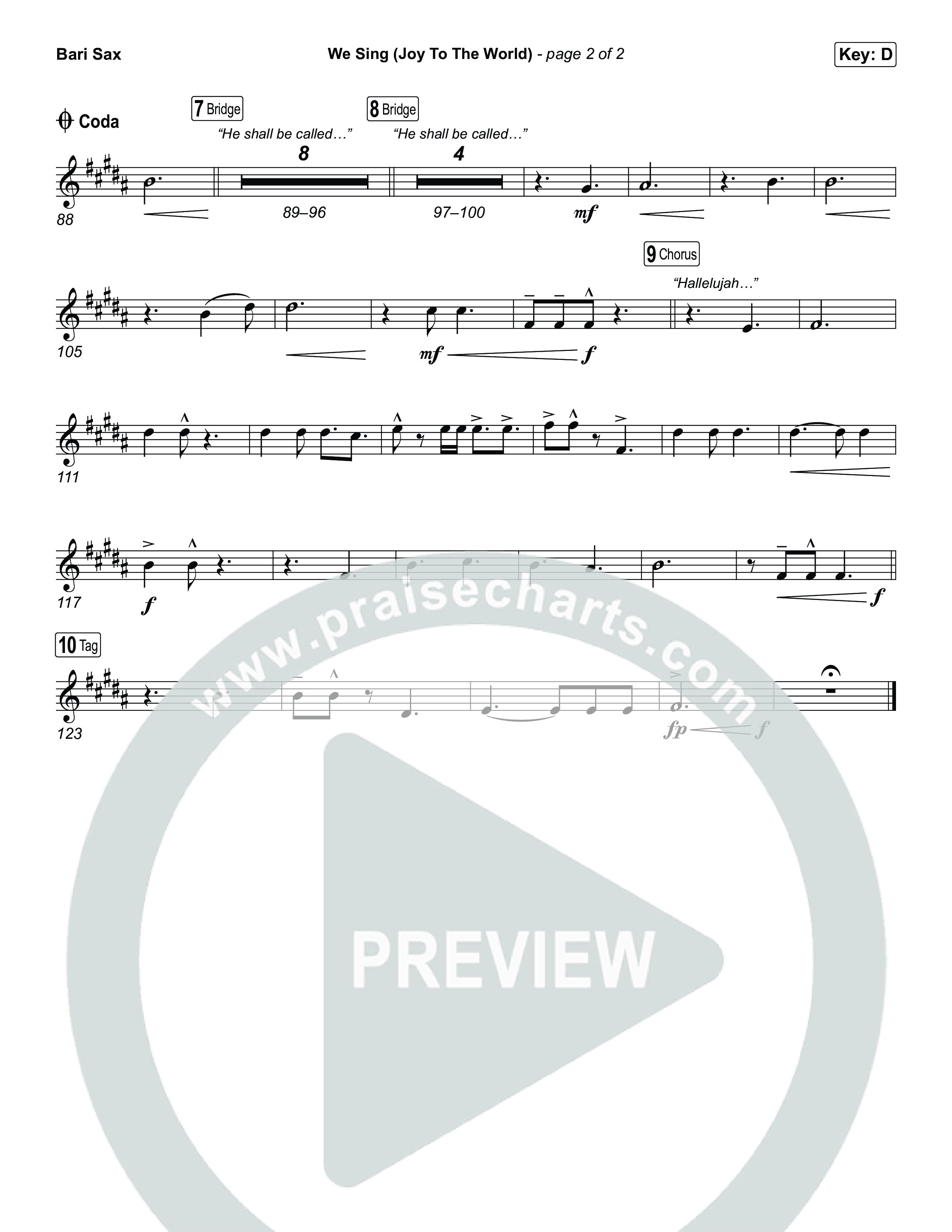 We Sing (Joy To The World) Bari Sax (Seph Schlueter)