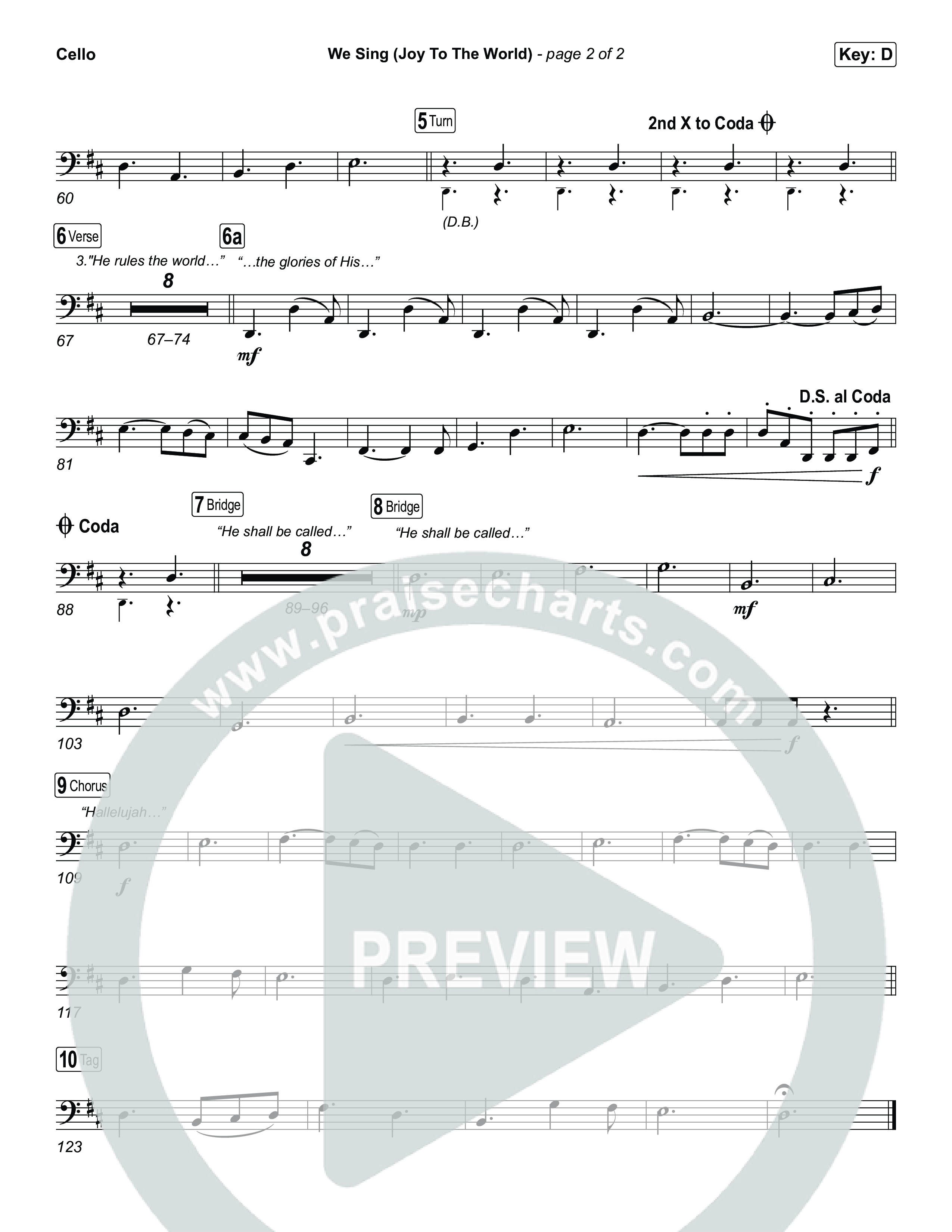 We Sing (Joy To The World) Cello (Seph Schlueter)