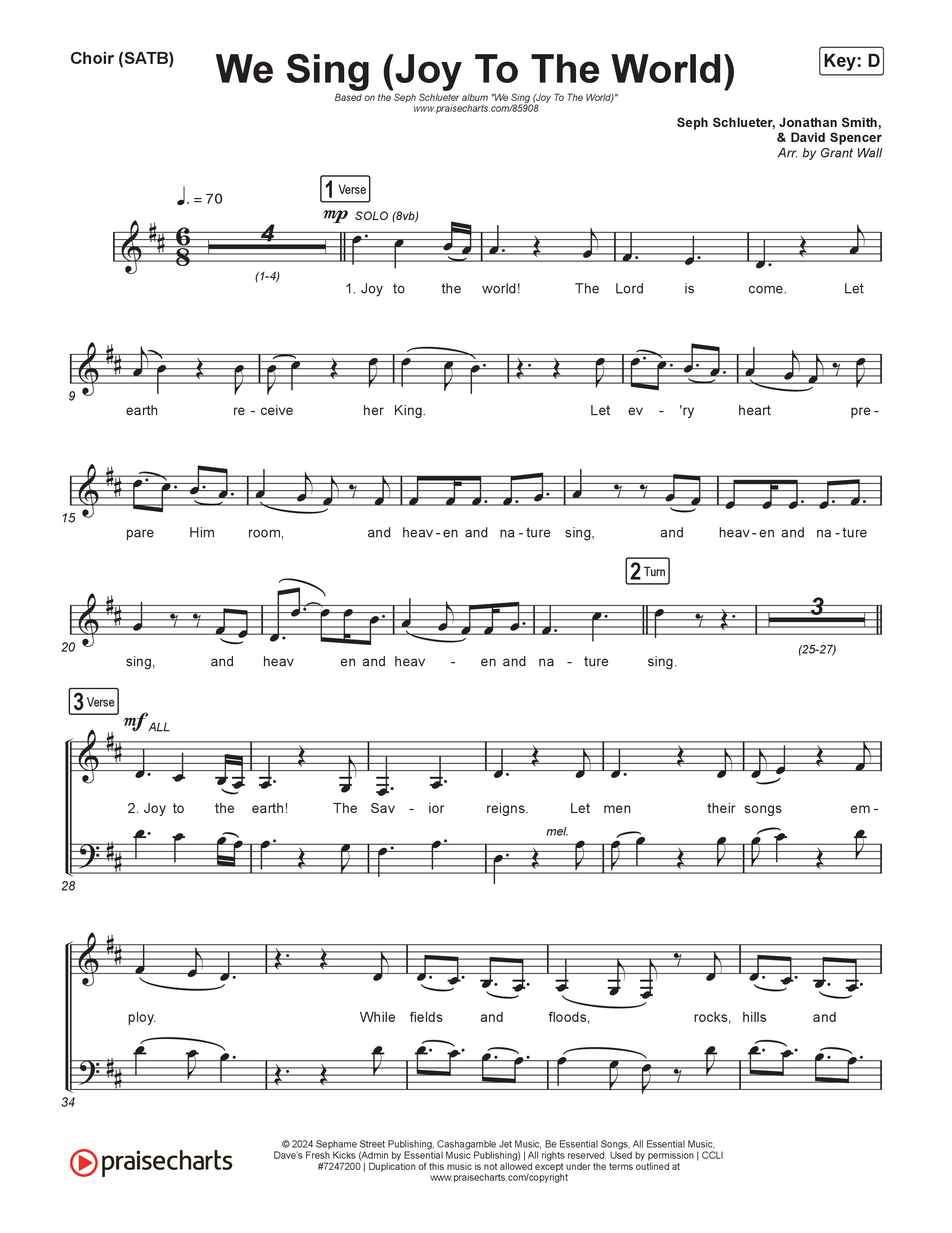 We Sing (Joy To The World) Choir Sheet (SATB) (Seph Schlueter)
