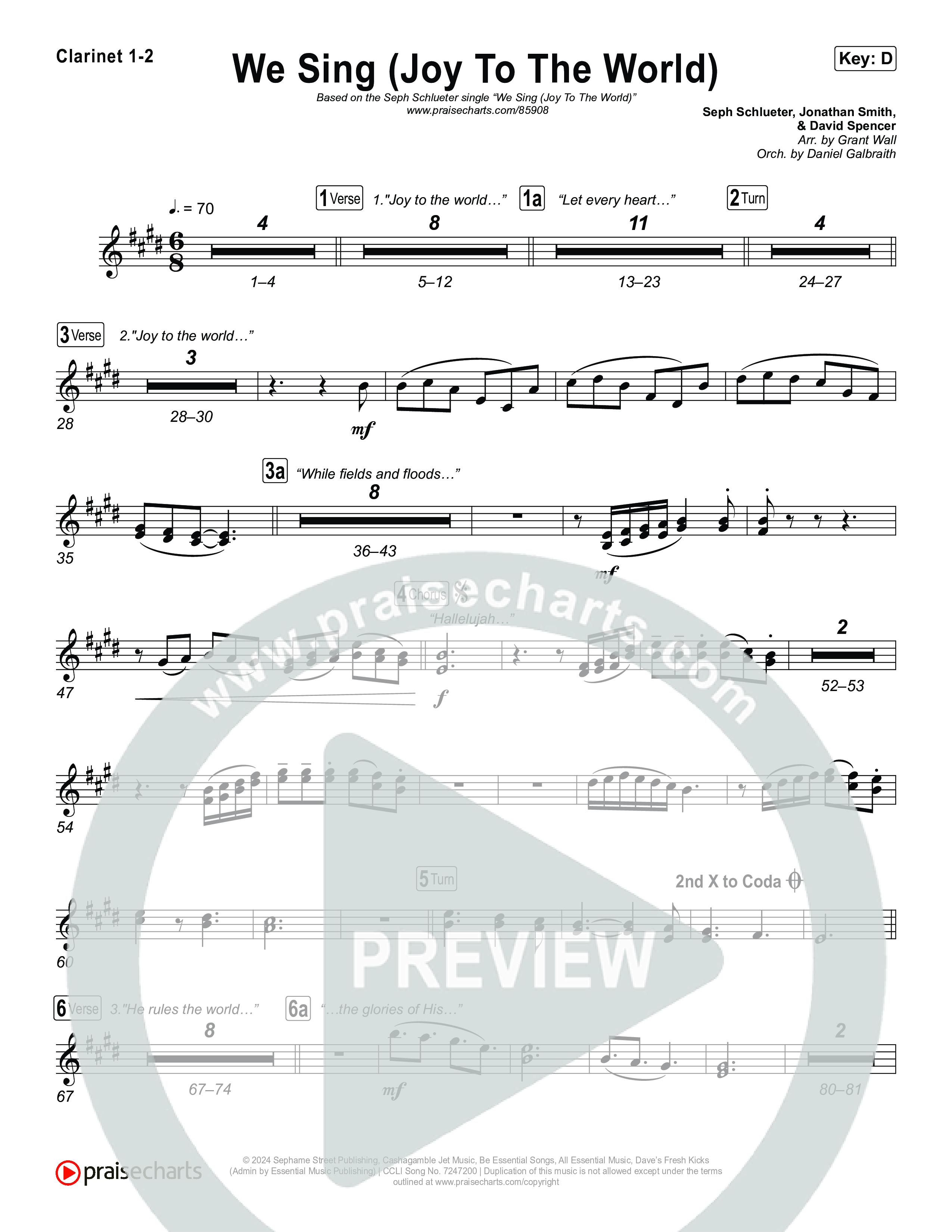 We Sing (Joy To The World) Clarinet 1,2 (Seph Schlueter)