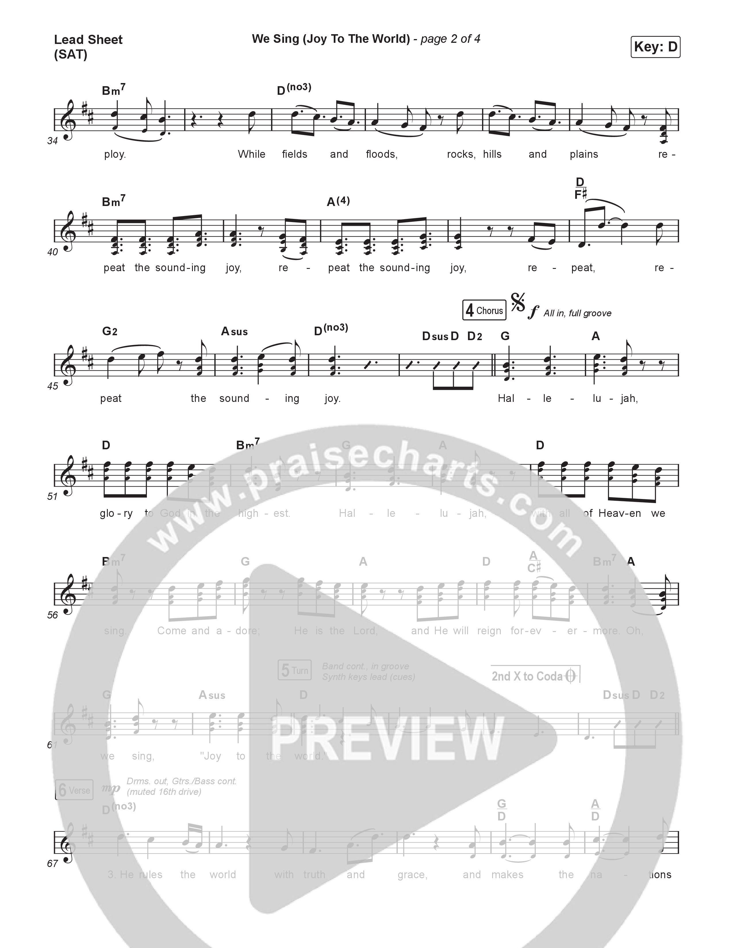 We Sing (Joy To The World) Lead Sheet (SAT) (Seph Schlueter)