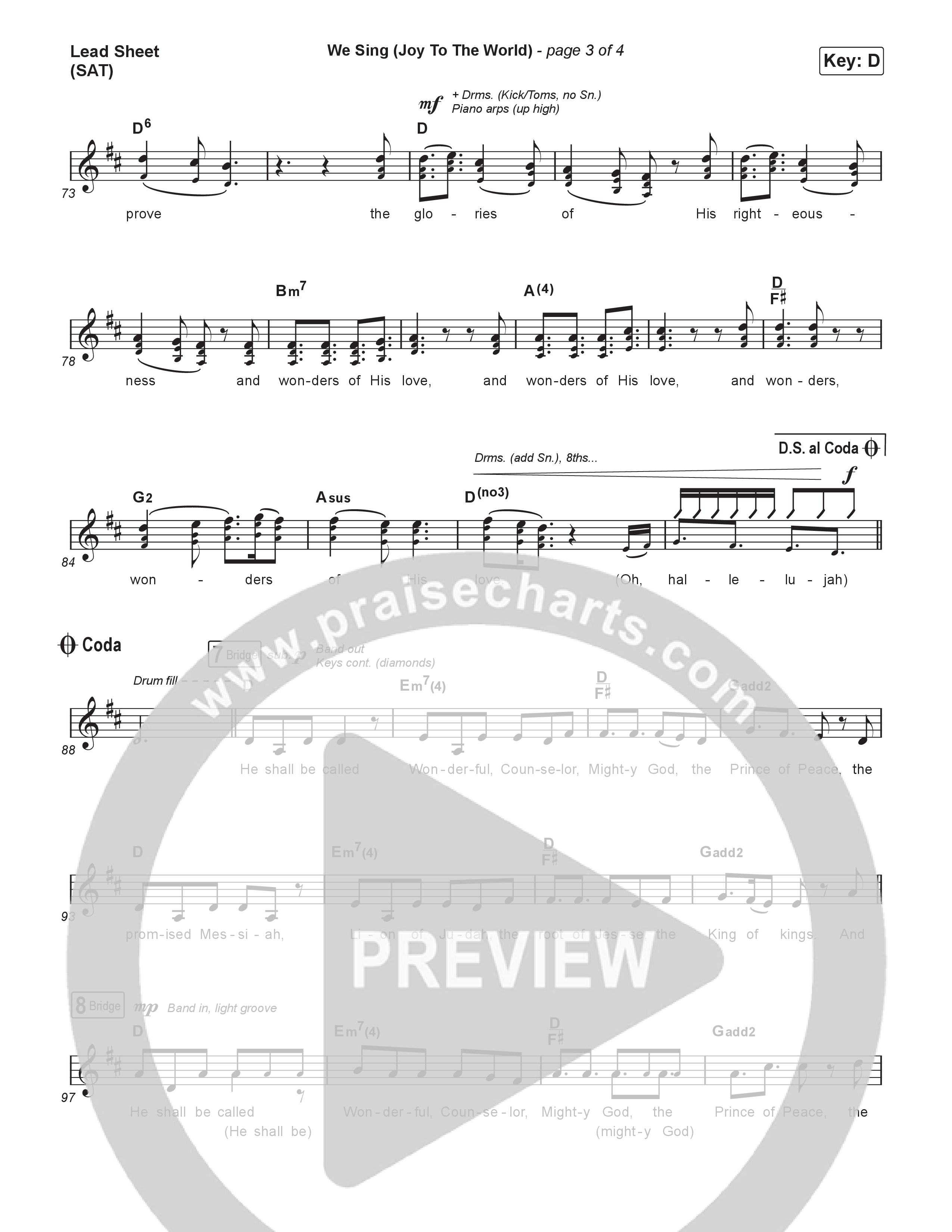 We Sing (Joy To The World) Lead Sheet (SAT) (Seph Schlueter)