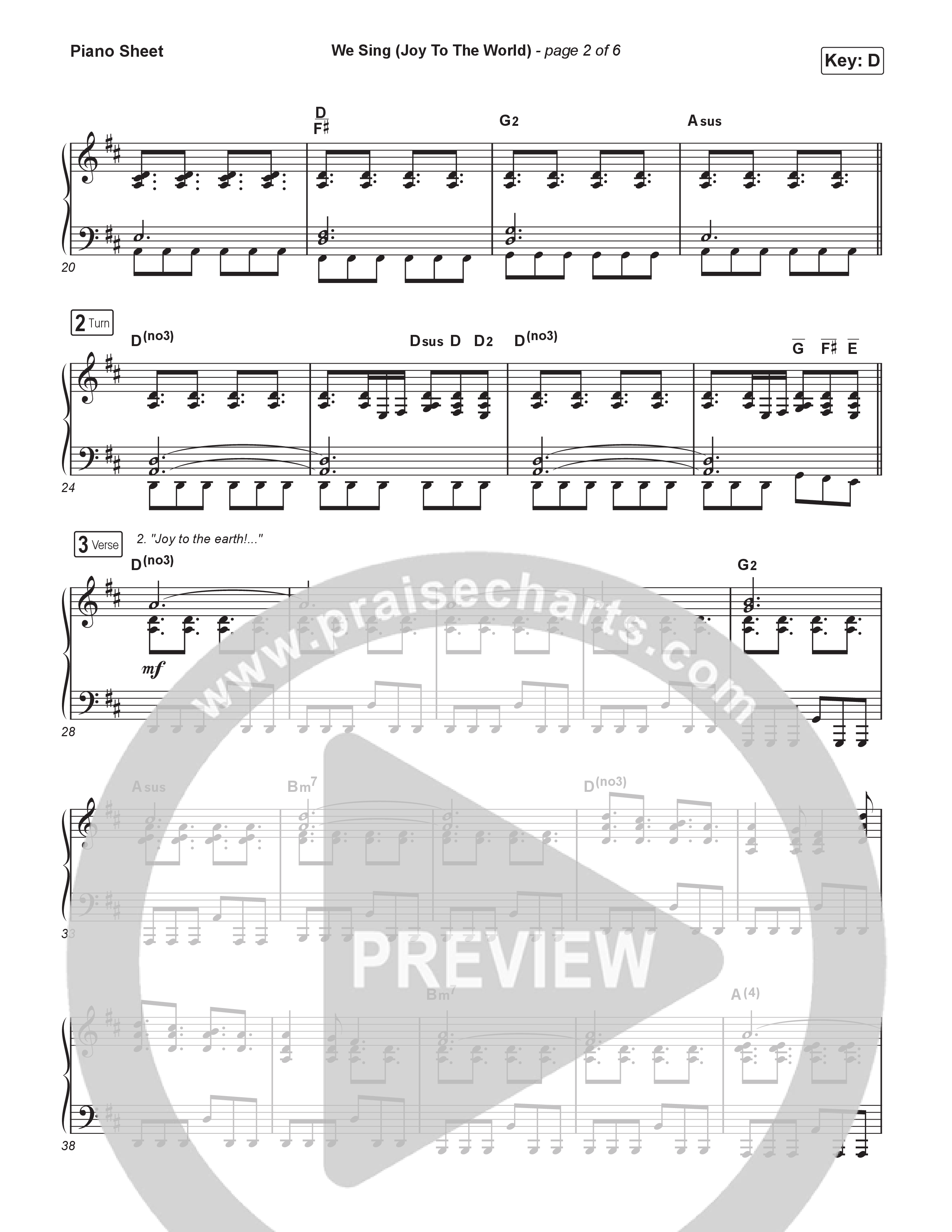 We Sing (Joy To The World) Piano Sheet (Seph Schlueter)