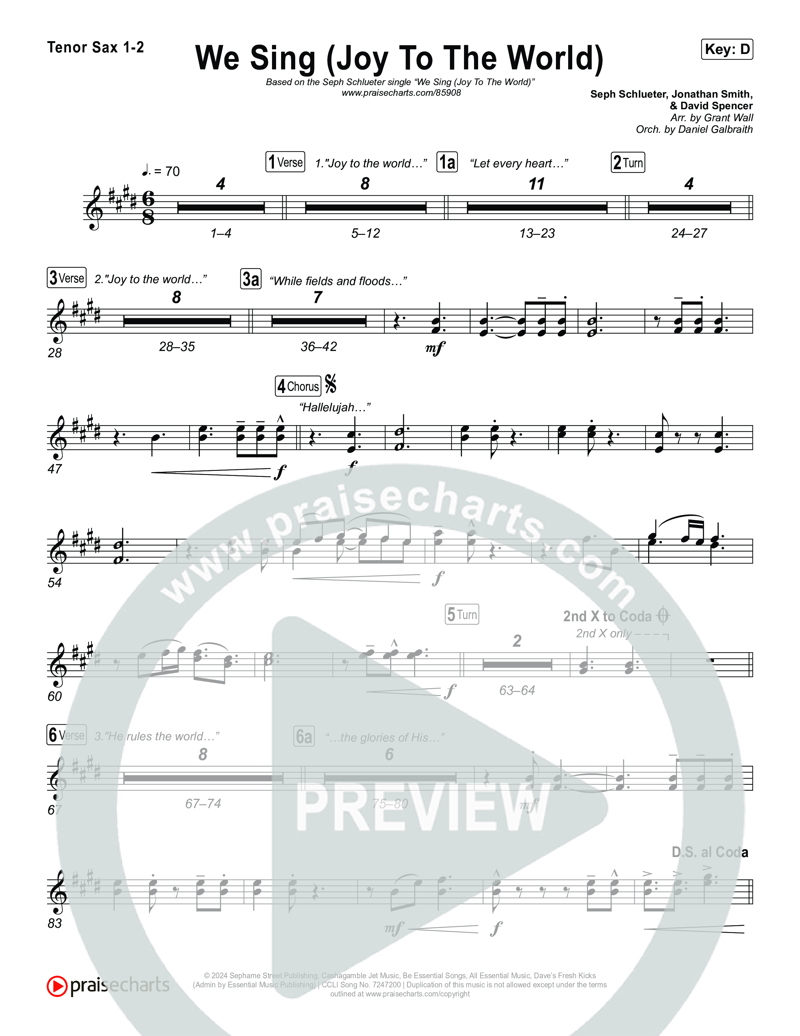 We Sing (Joy To The World) Sax Pack (Seph Schlueter)