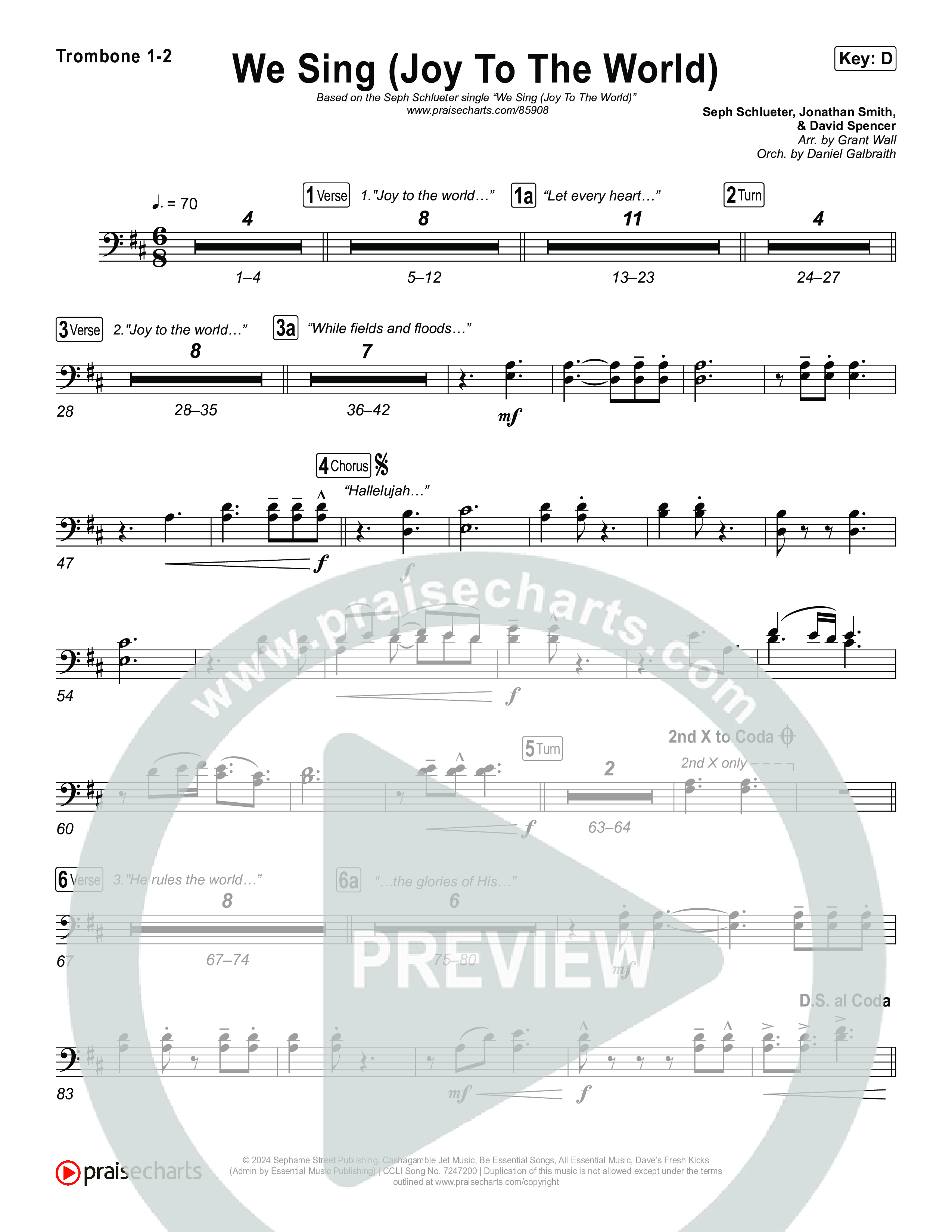 We Sing (Joy To The World) Trombone 1,2 (Seph Schlueter)