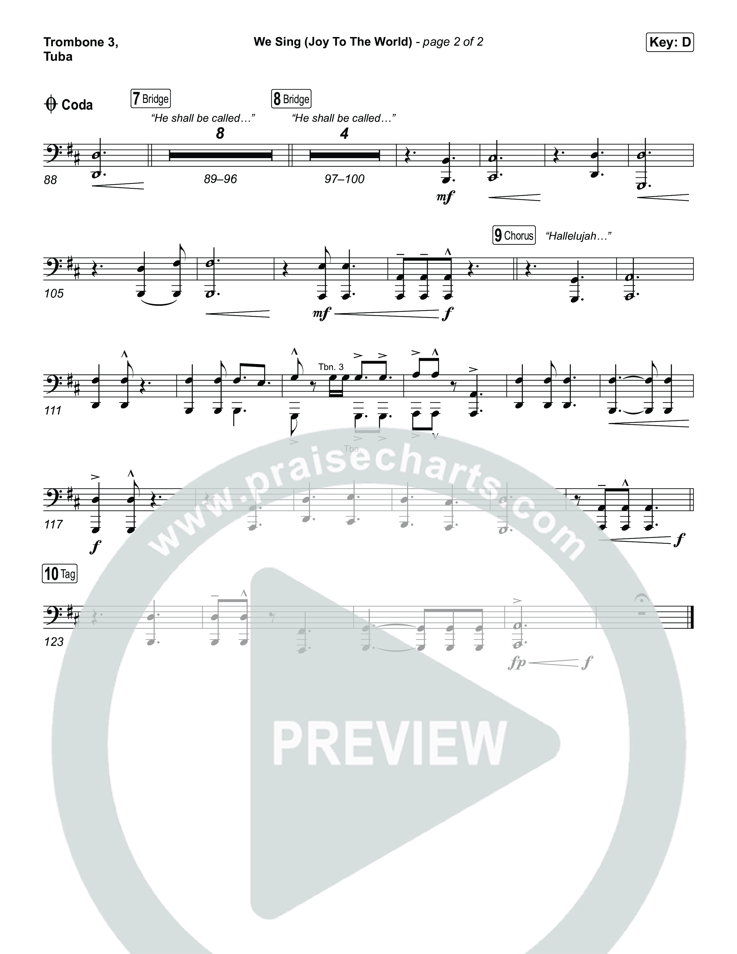 We Sing (Joy To The World) Trombone 3/Tuba (Seph Schlueter)