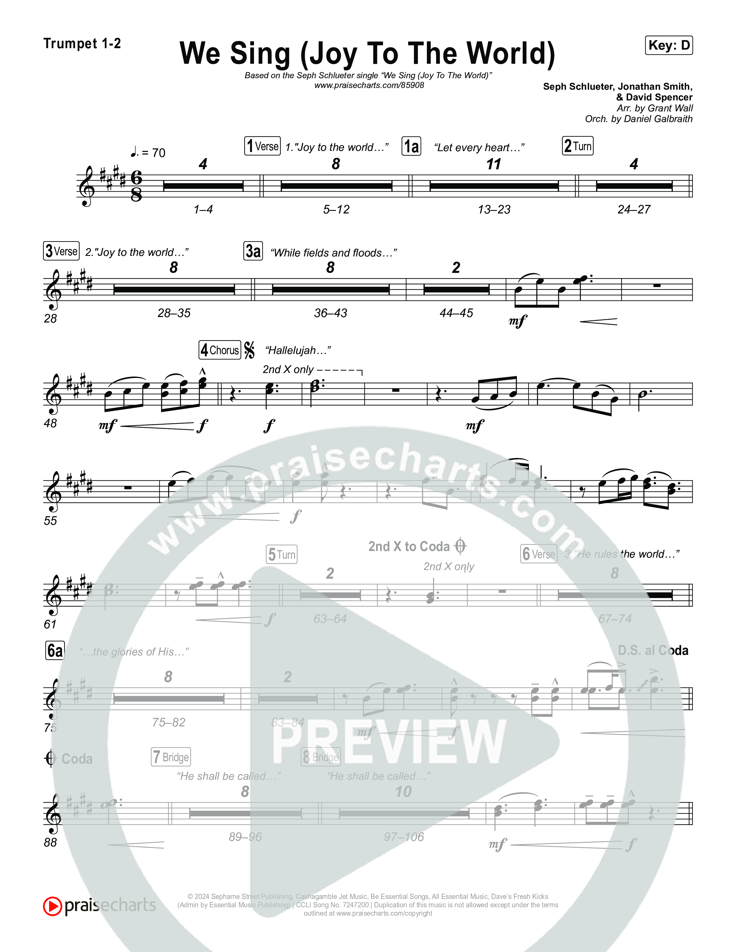 We Sing (Joy To The World) Trumpet 1,2 (Seph Schlueter)