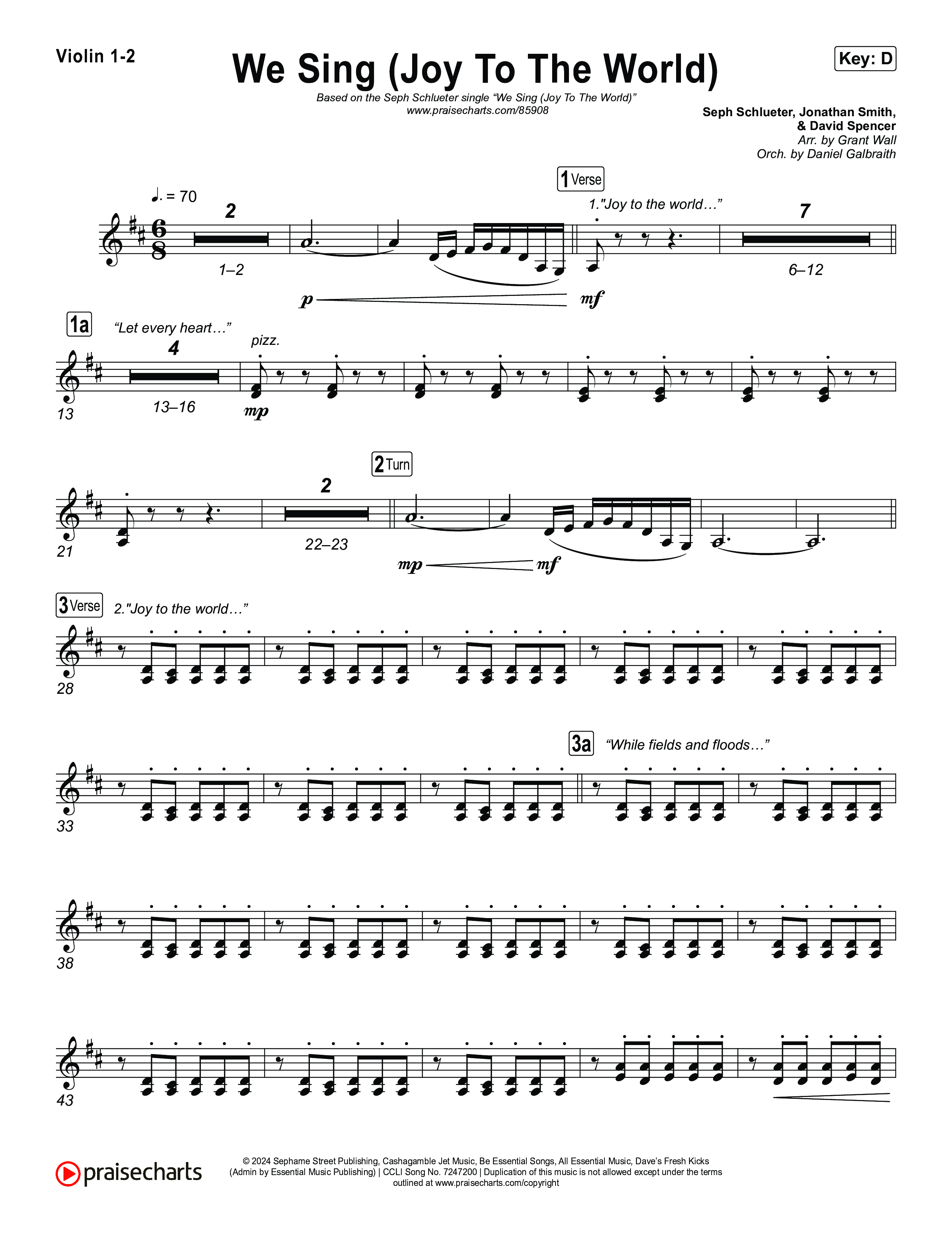 We Sing (Joy To The World) Violin 1,2 (Seph Schlueter)