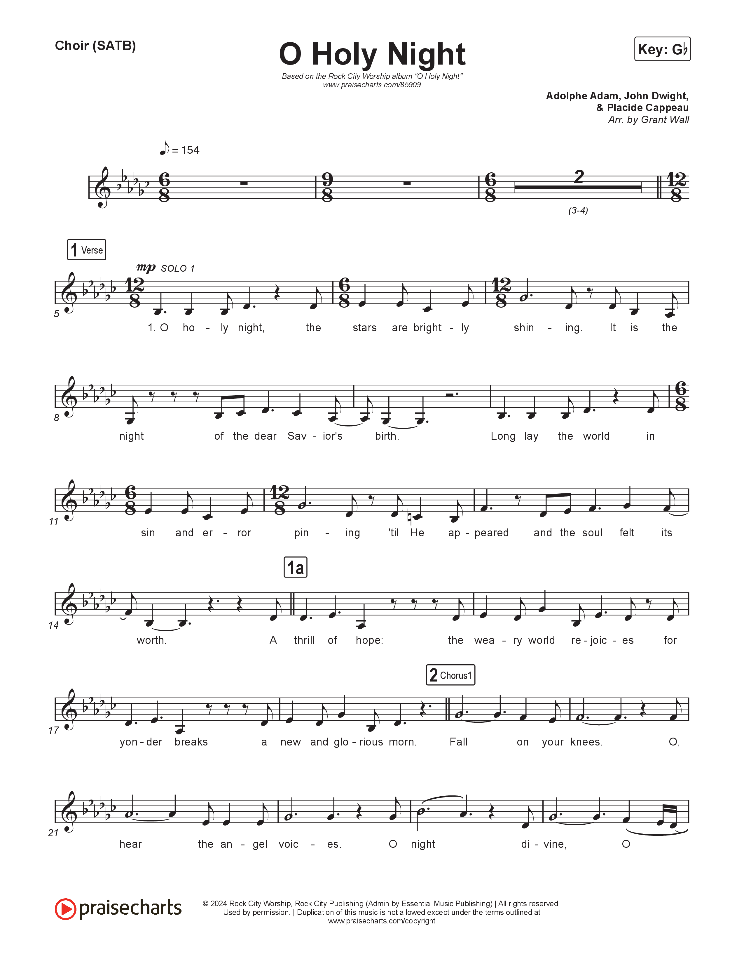 O Holy Night Choir Sheet (SATB) (Rock City Worship)