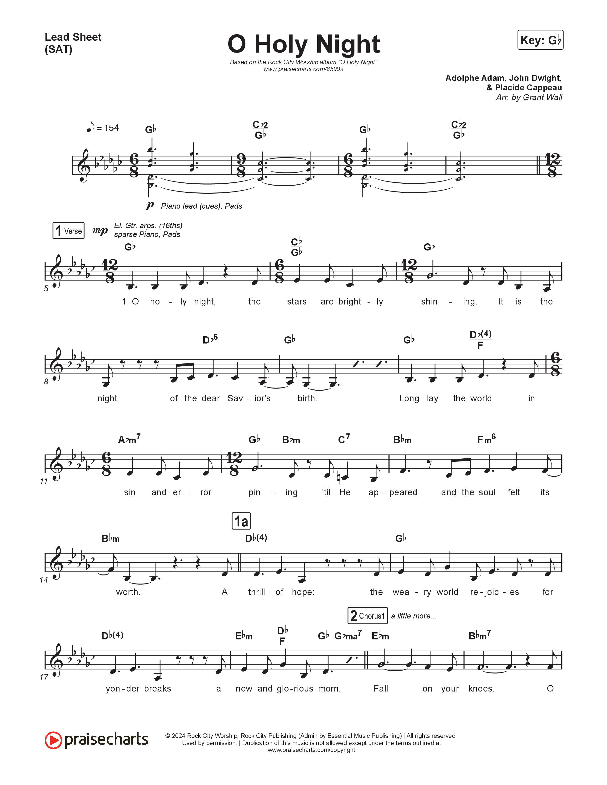 O Holy Night Lead Sheet (SAT) (Rock City Worship)
